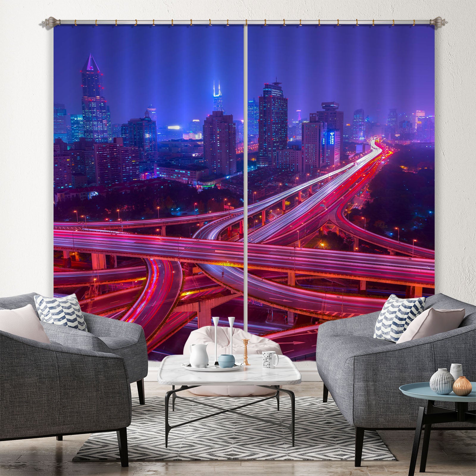 3D Pink Road 201 Marco Carmassi Curtain Curtains Drapes