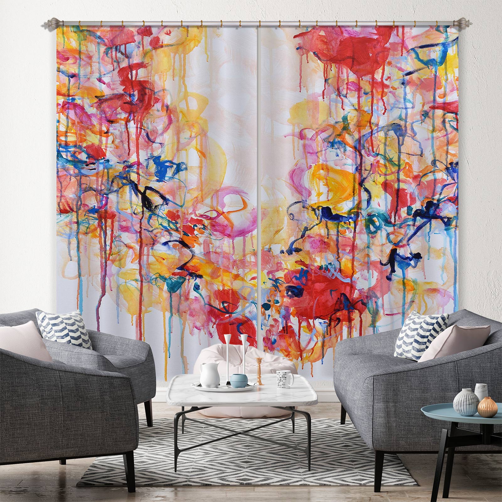 3D Colorful Watercolor 2357 Misako Chida Curtain Curtains Drapes