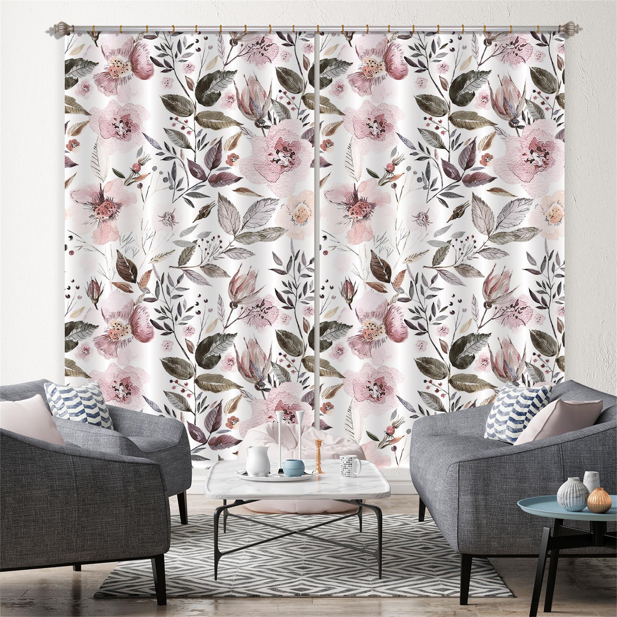 3D Pink Flower 218 Uta Naumann Curtain Curtains Drapes