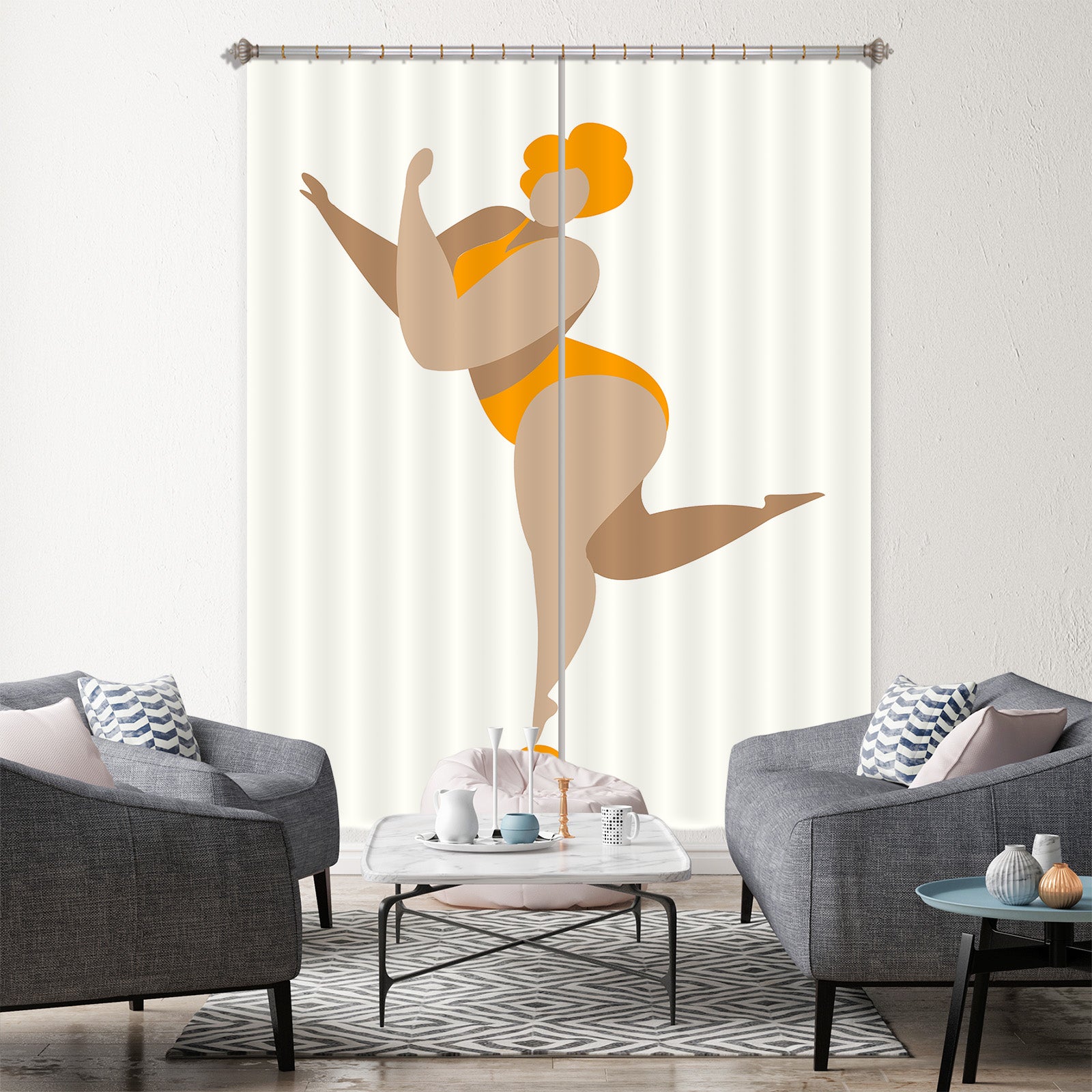3D Dancing Queen YELLOW 1035 Boris Draschoff Curtain Curtains Drapes