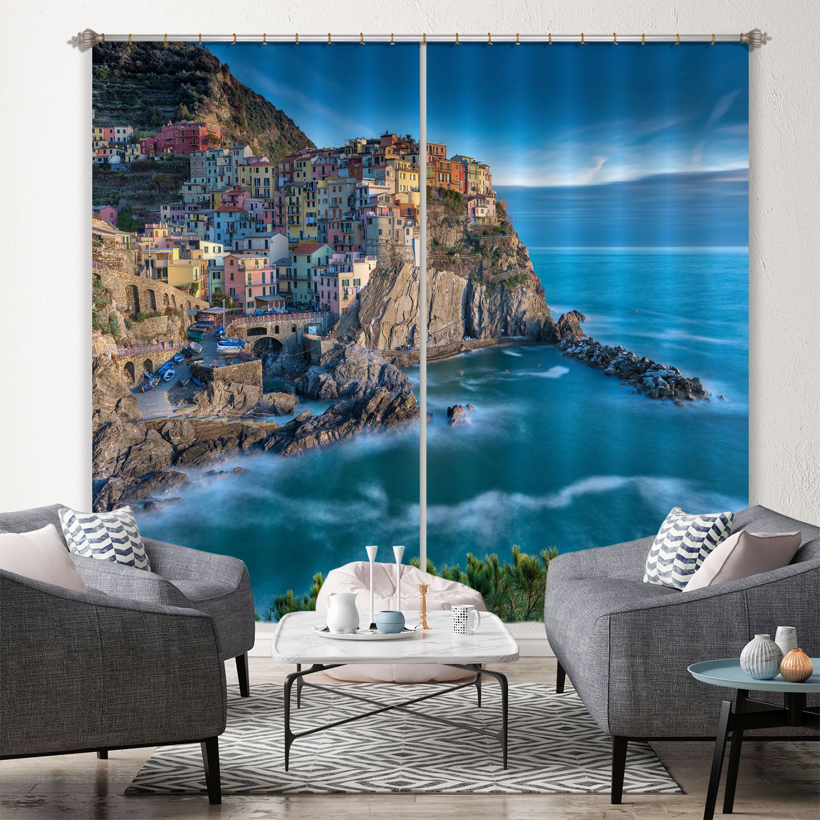 3D Blue Sea 118 Marco Carmassi Curtain Curtains Drapes
