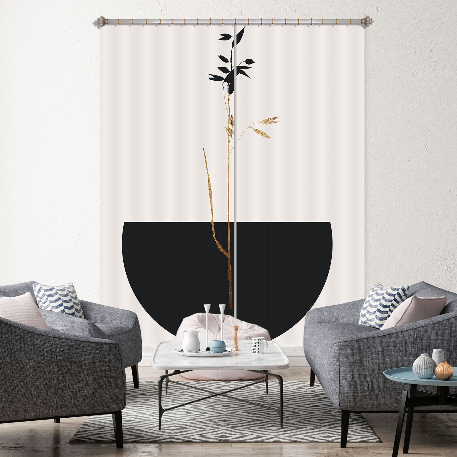 3D Black Bamboo Leaves 1096 Boris Draschoff Curtain Curtains Drapes