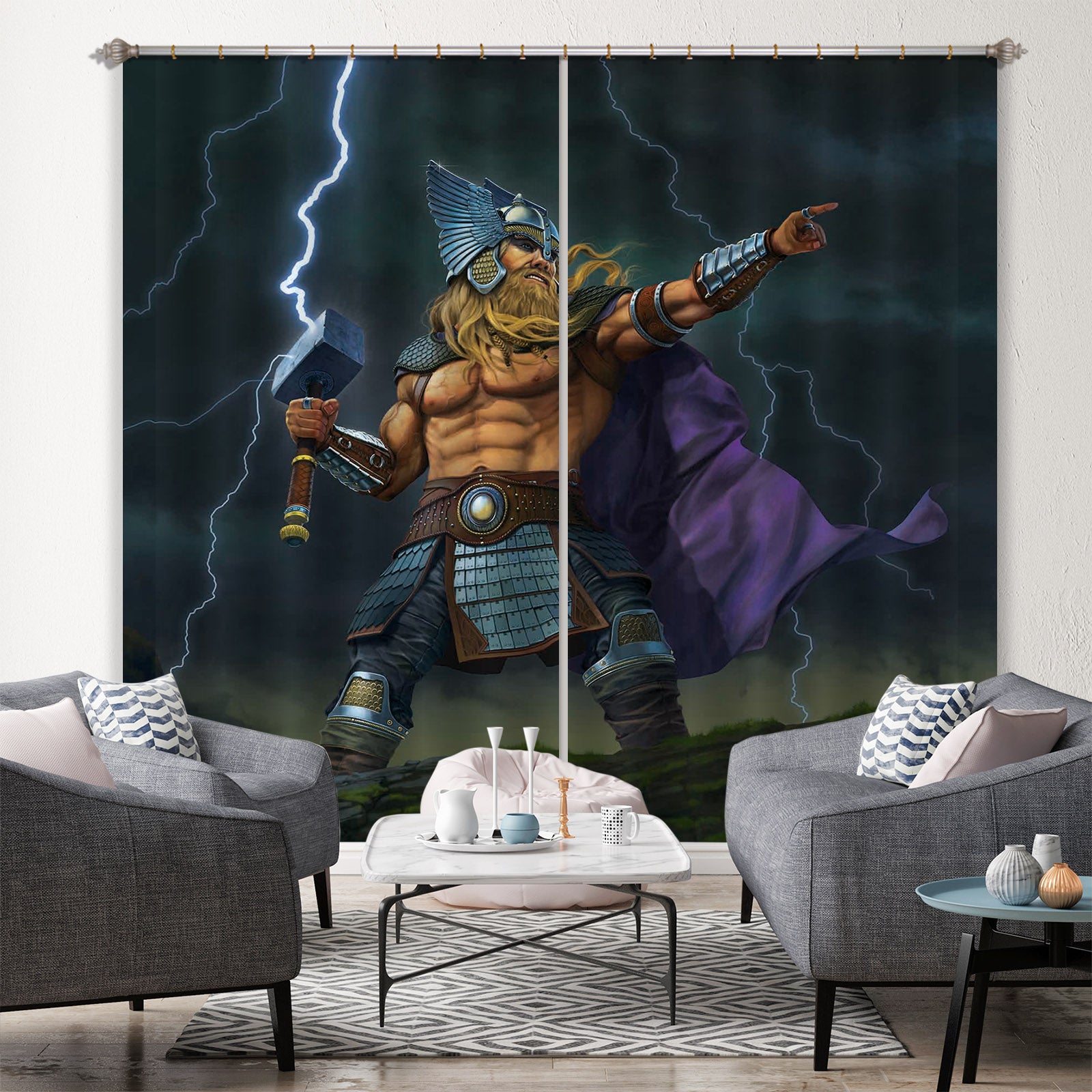 3D Thor God Of Thunder 079 Vincent Hie Curtain Curtains Drapes