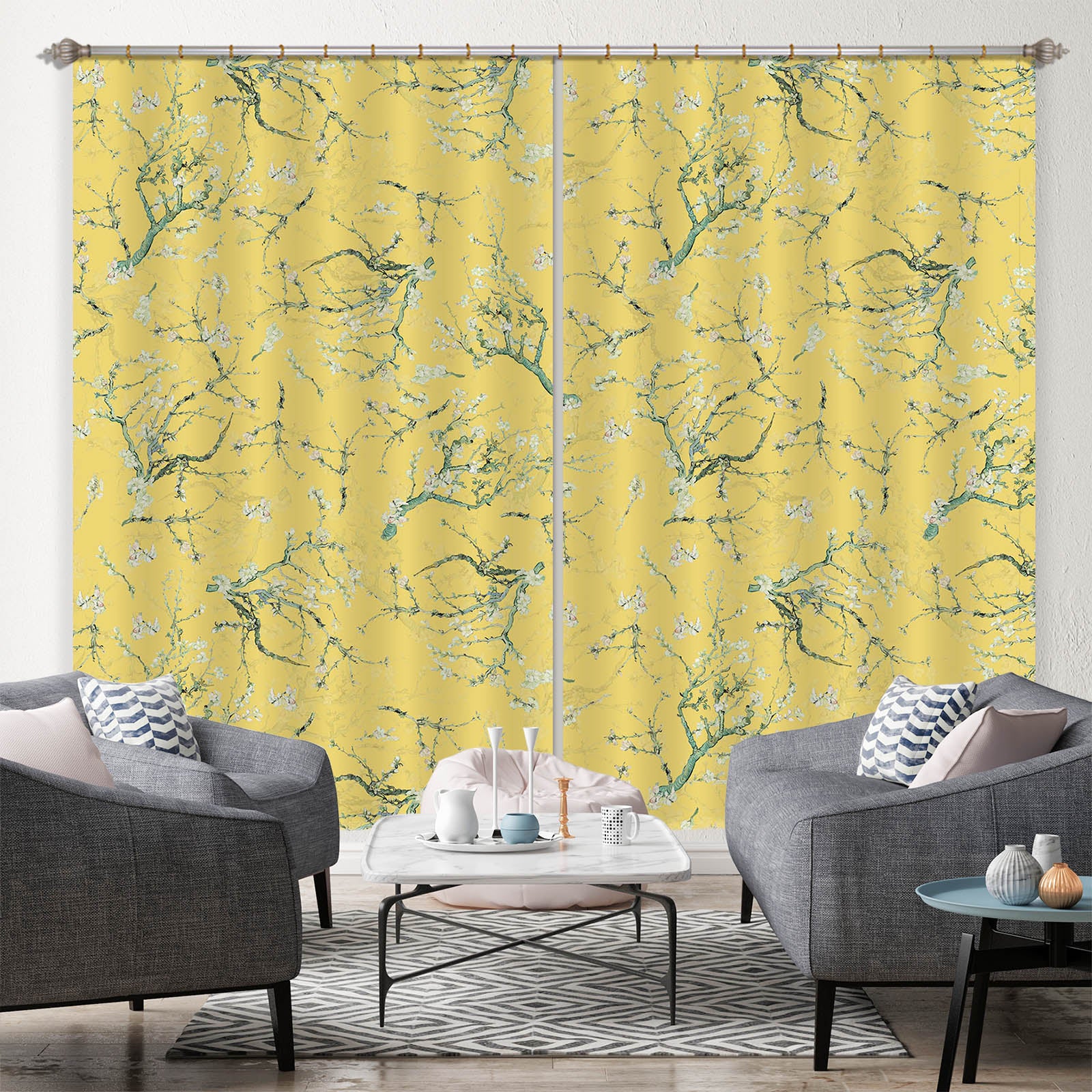 3D Small Leaves 157 Uta Naumann Curtain Curtains Drapes