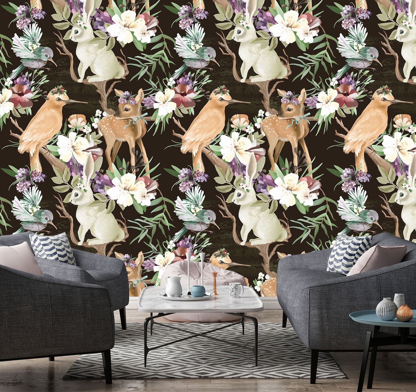 3D Deer Rabbit Bird 694 Wallpaper AJ Wallpaper 2 