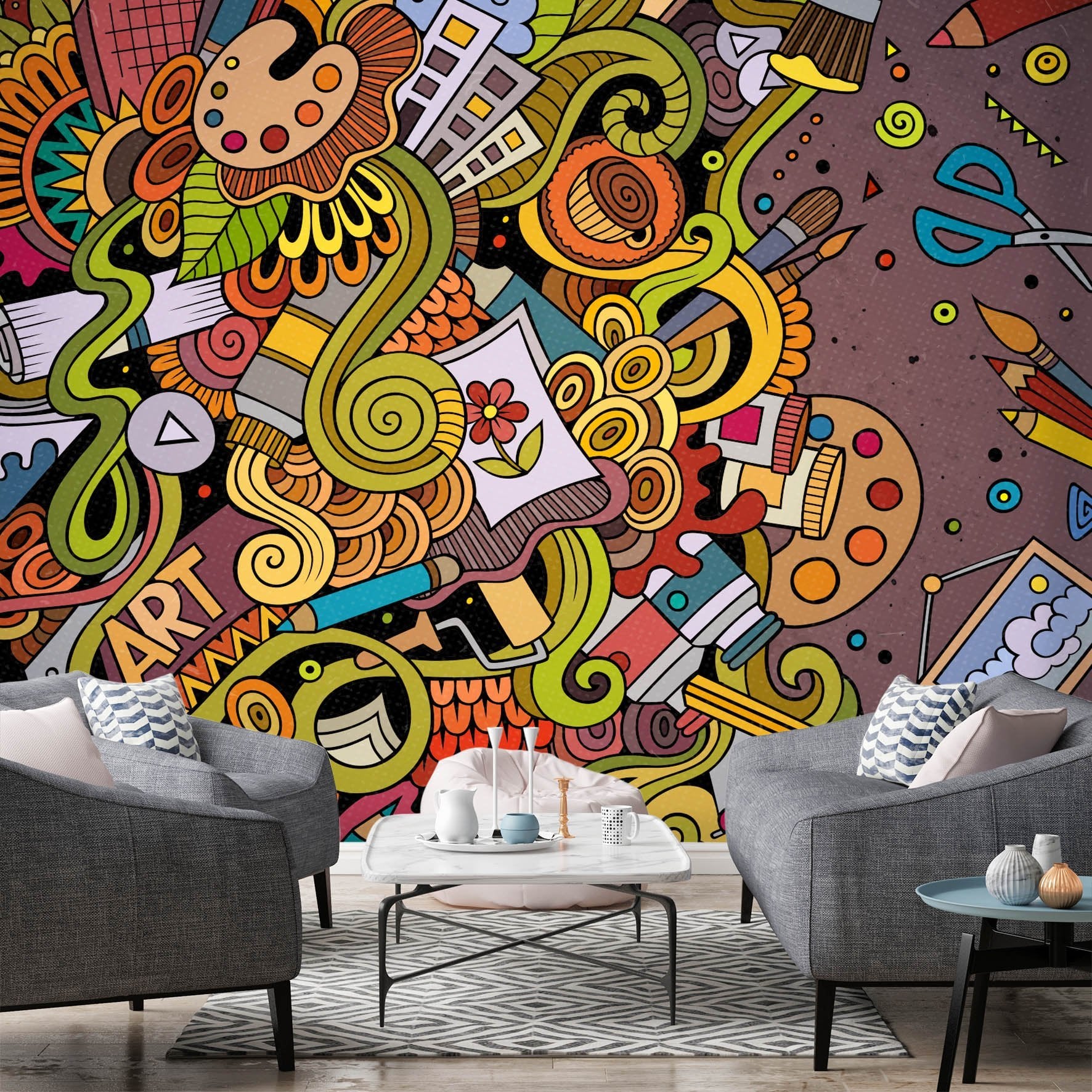 3D Scissors Pencil 721 Wallpaper AJ Wallpaper 