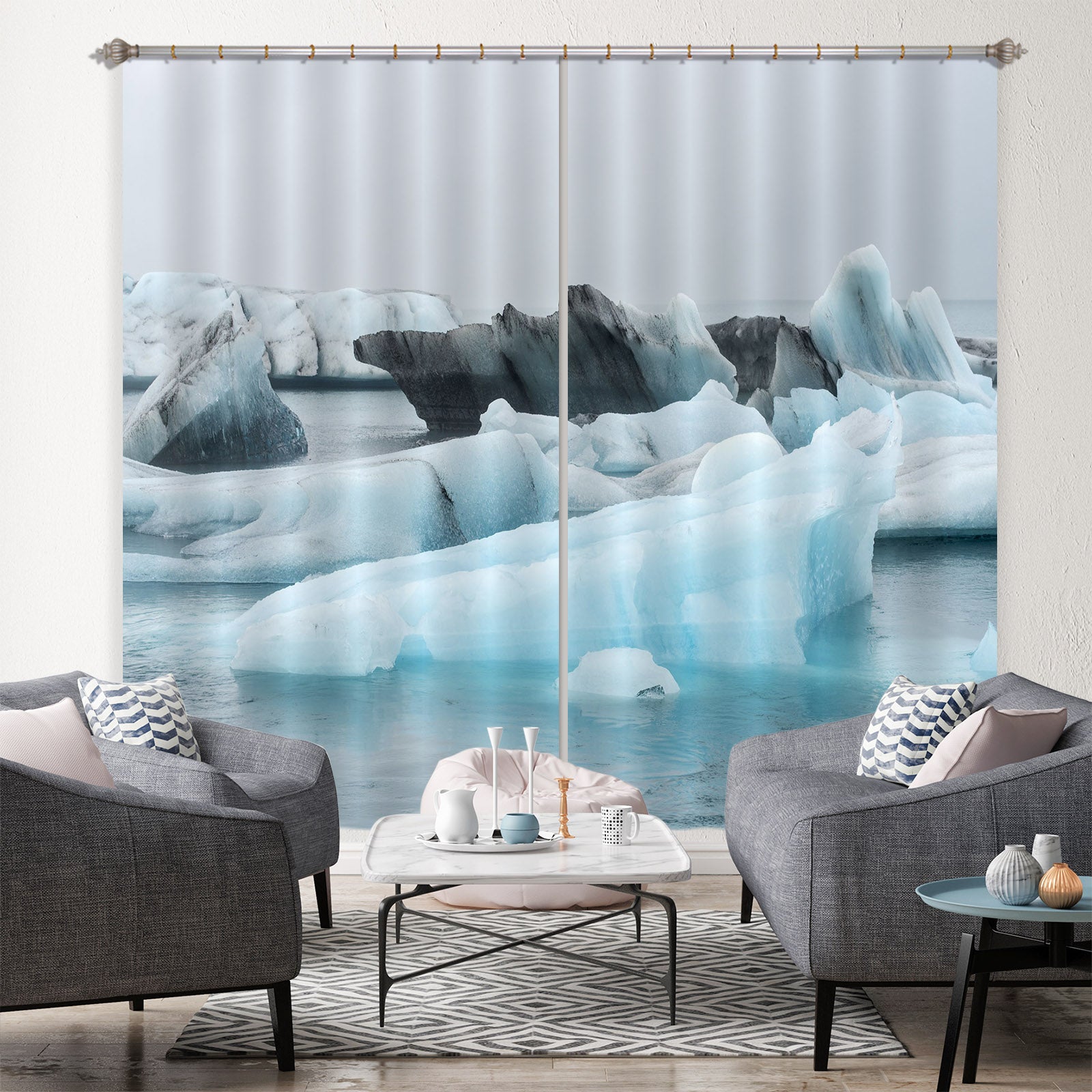 3D Ice Sea 118 Marco Carmassi Curtain Curtains Drapes