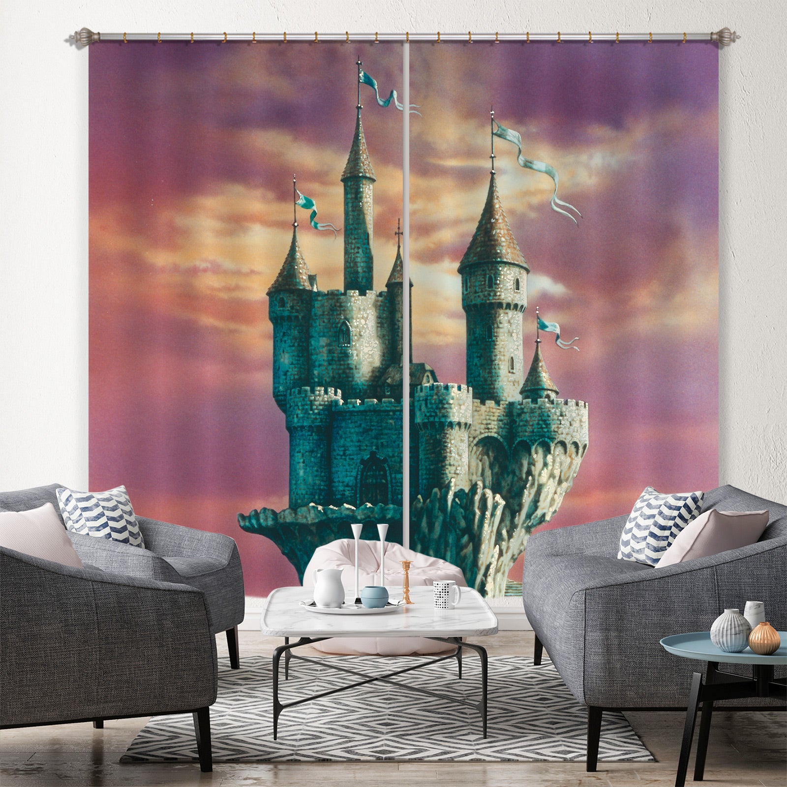 3D Sky Castle 7181 Ciruelo Curtain Curtains Drapes