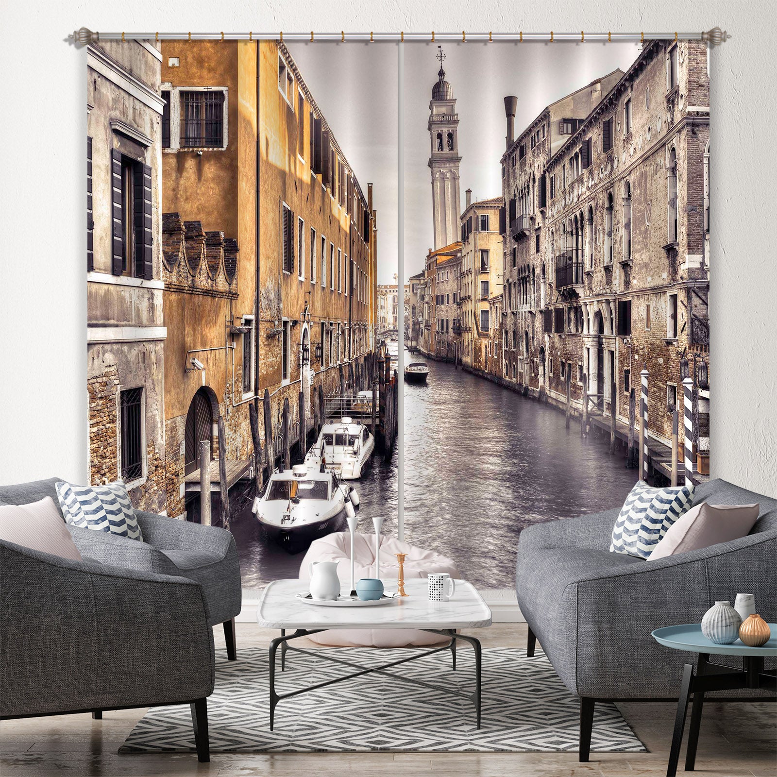 3D River Boat 005 Assaf Frank Curtain Curtains Drapes