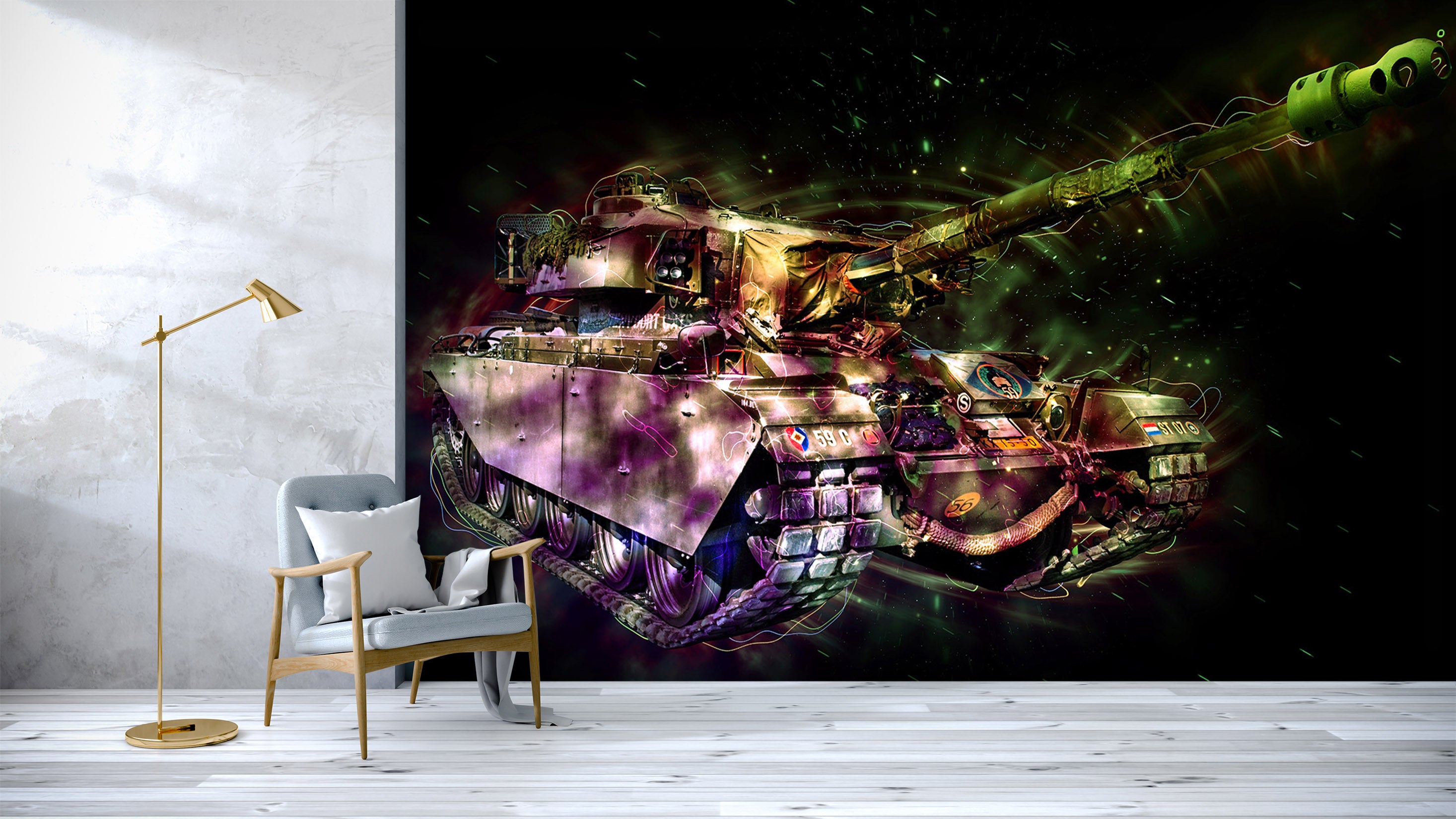 3D Color Tank 214 Vehicle Wall Murals