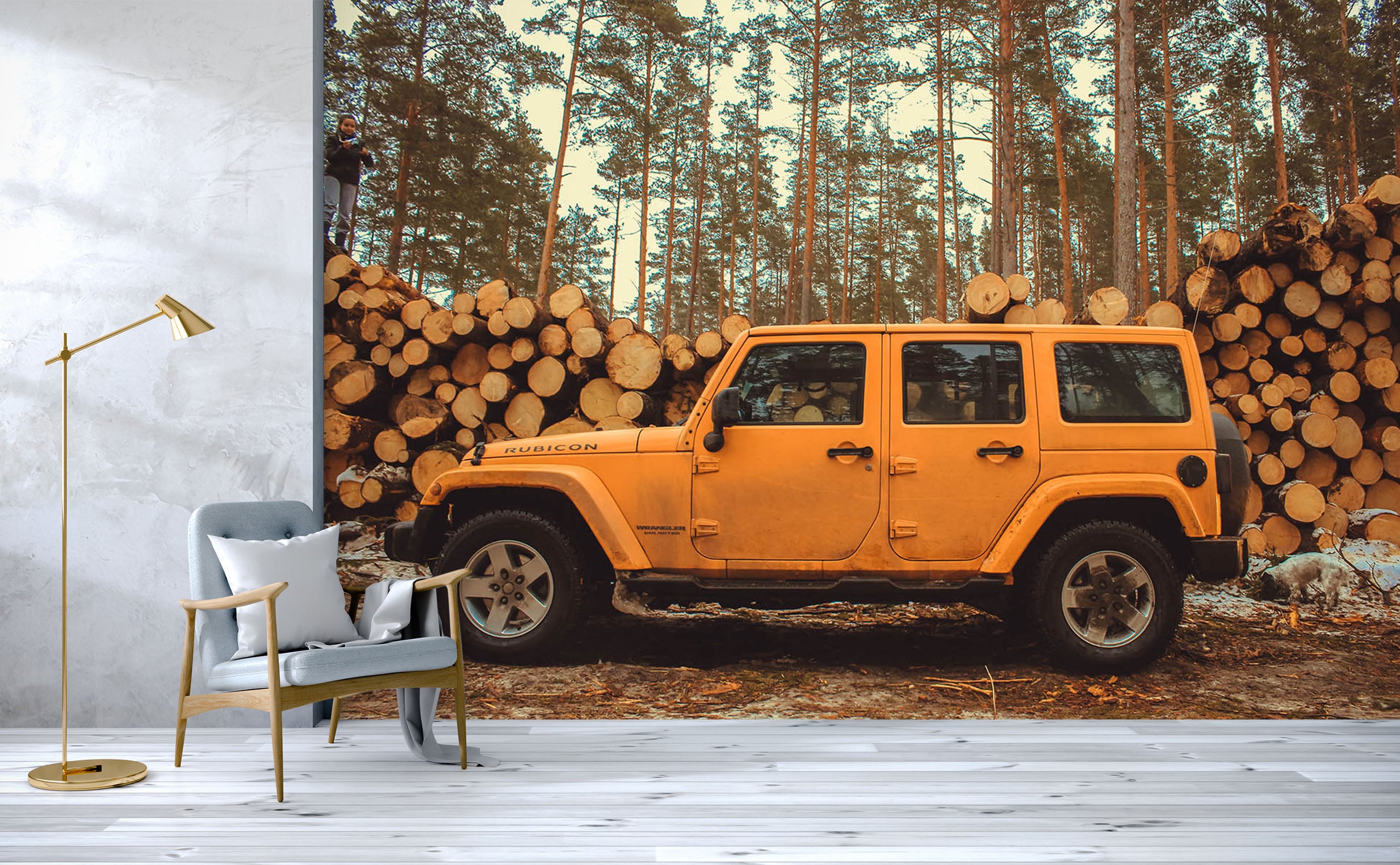 3D Wood Cross Country 346 Vehicle Wall Murals
