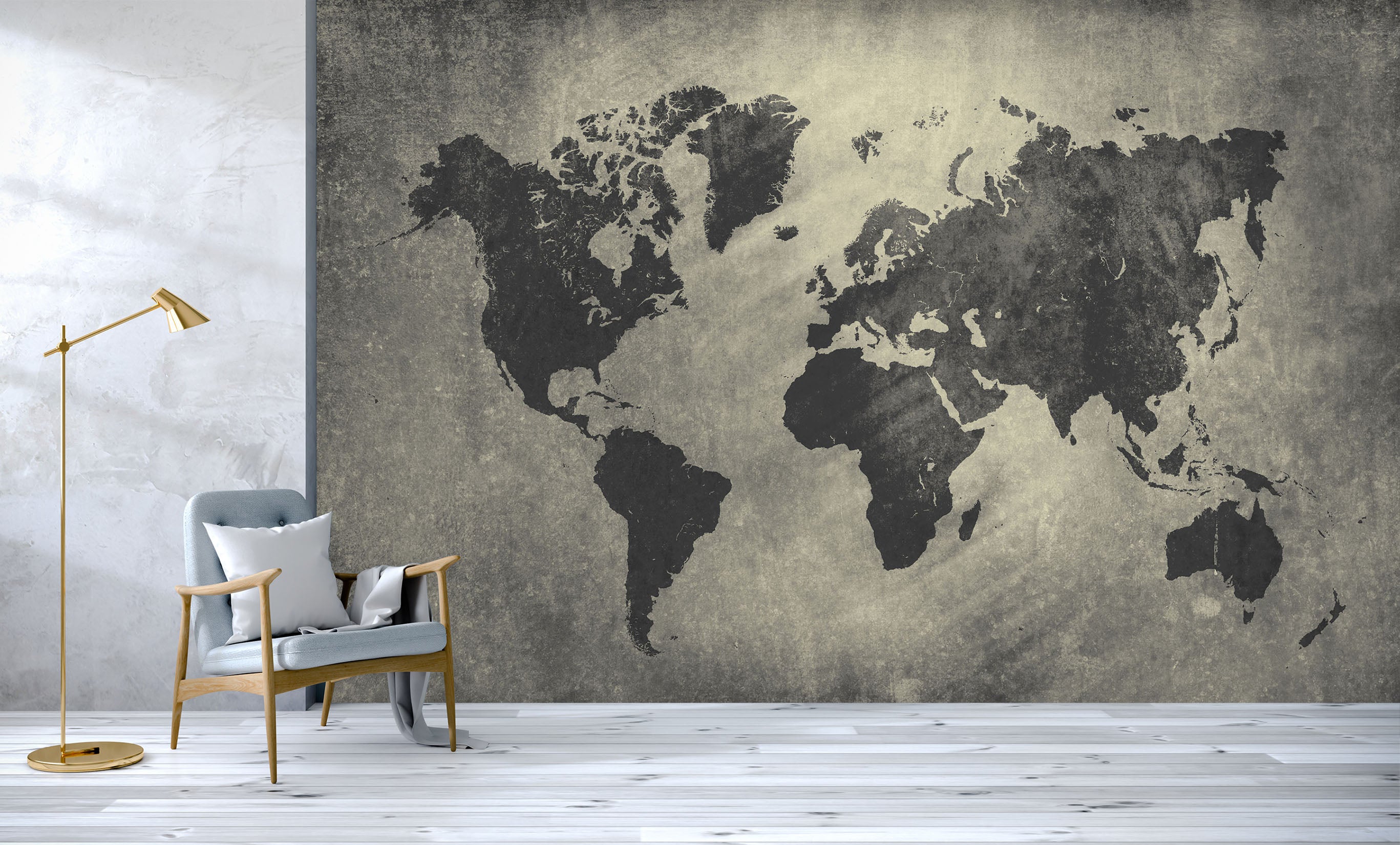3D Black Pattern 2031 World Map Wall Murals