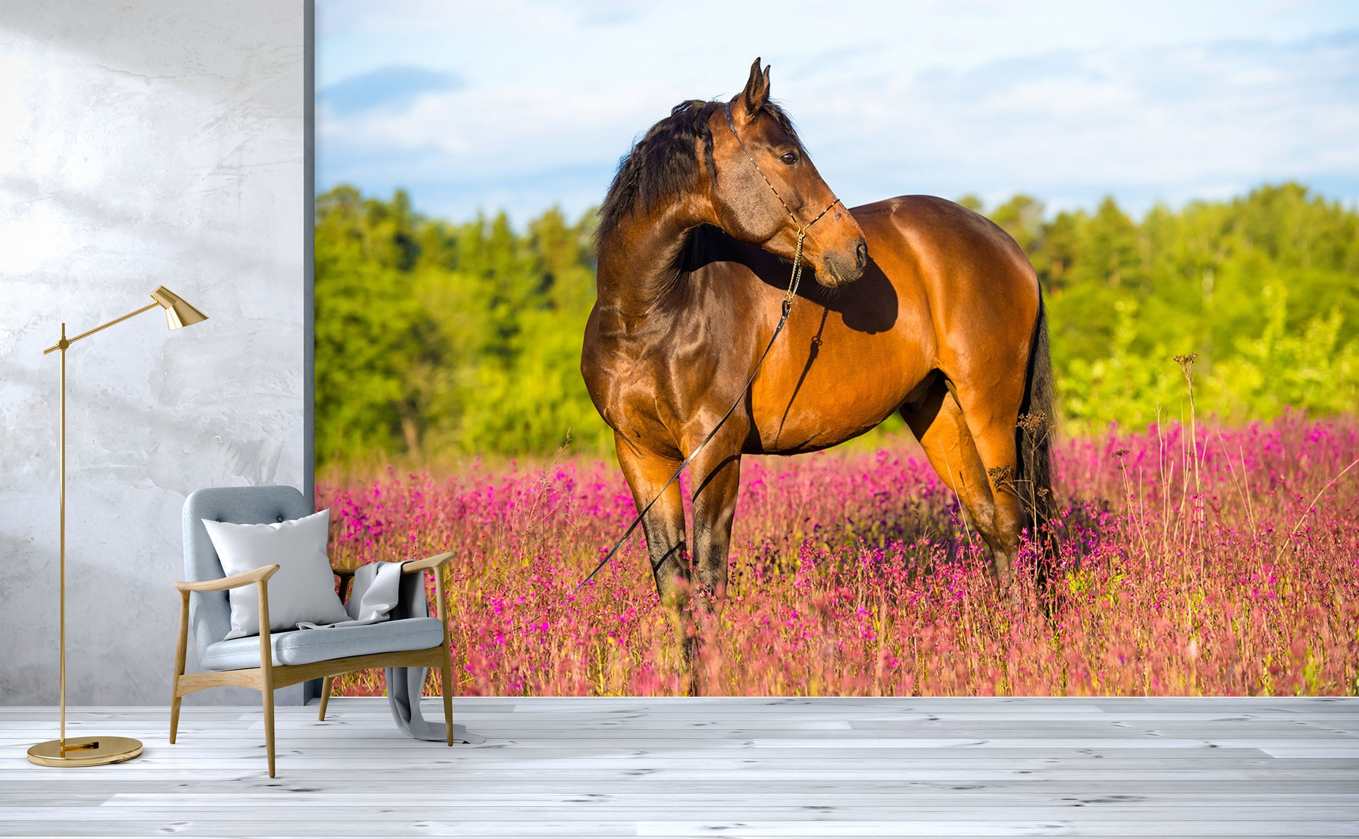 3D Horse Flower 178 Wall Murals