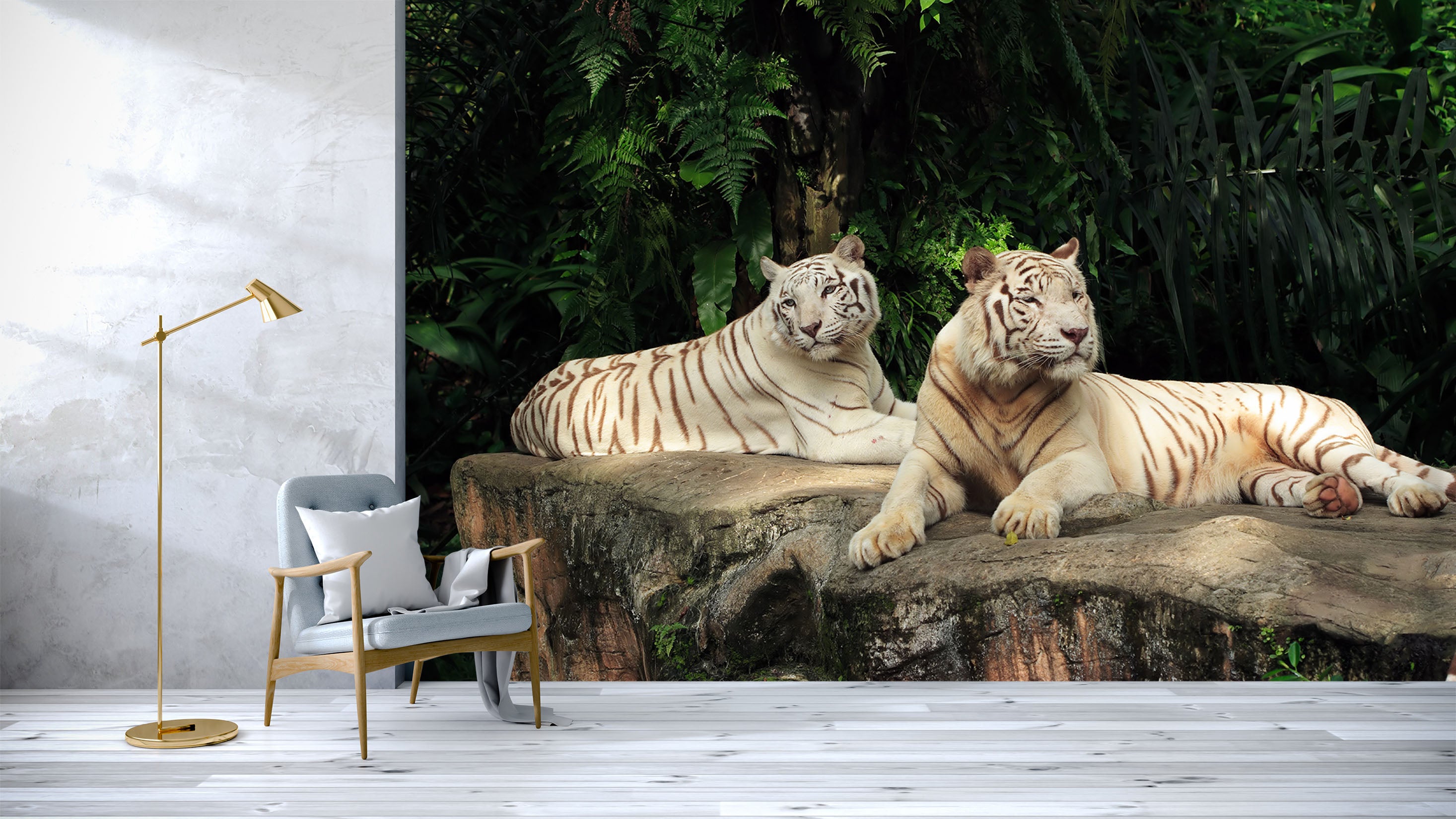 3D Two Tigers 123 Wall Murals