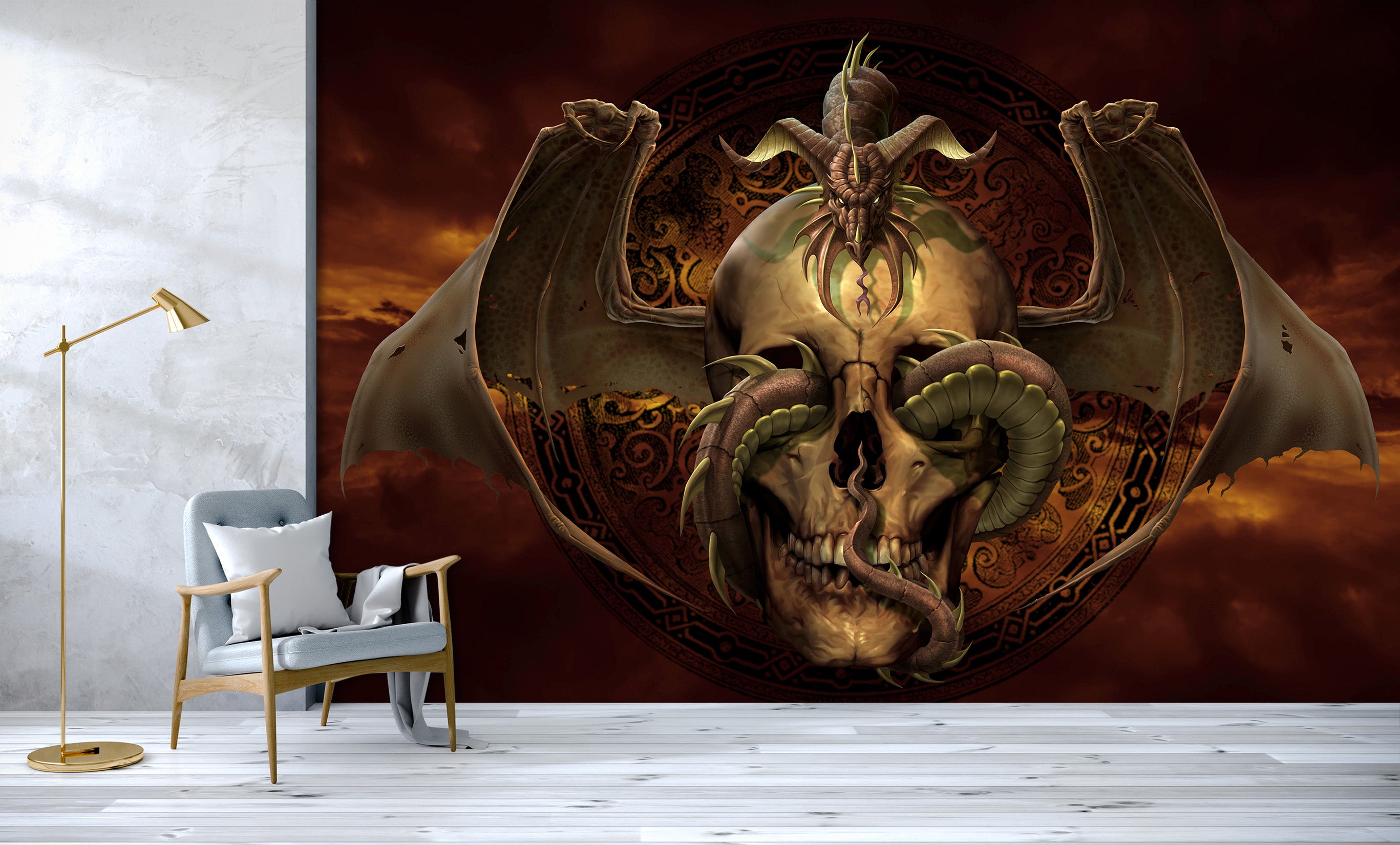 3D Skull Dragon 5003 Tom Wood Wall Mural Wall Murals