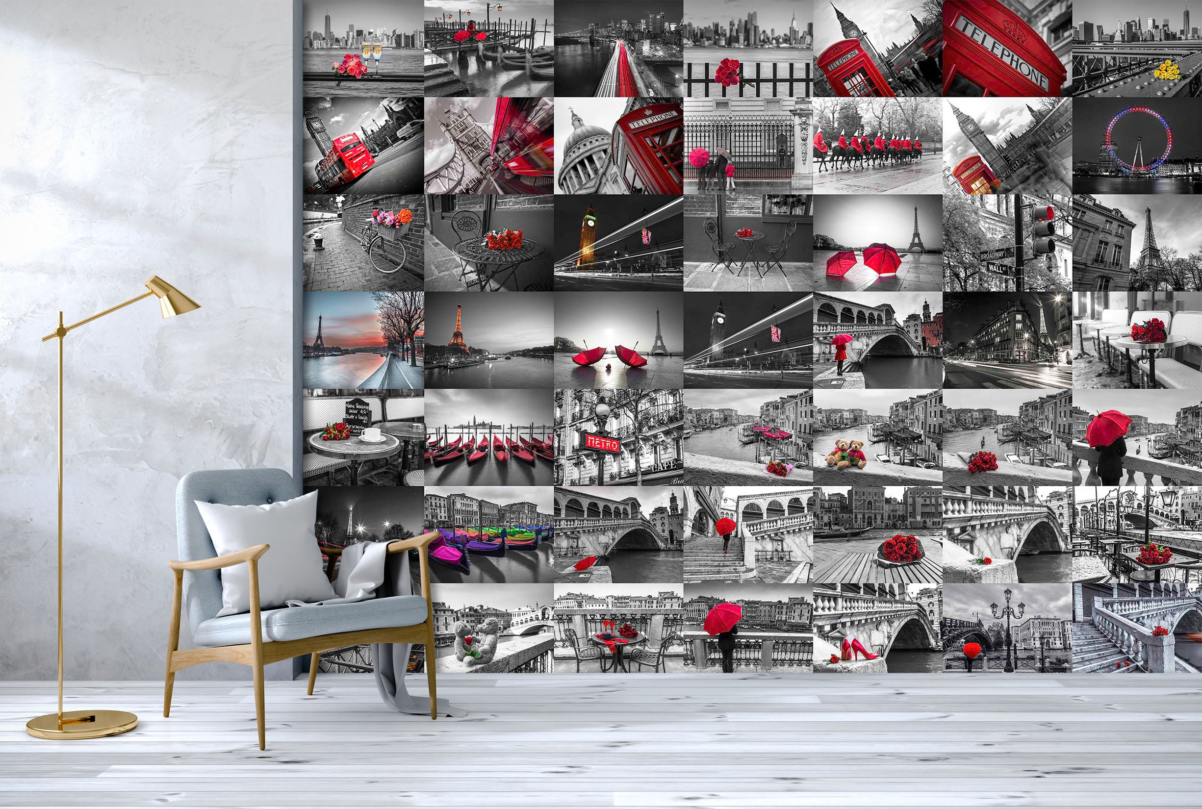 3D Red Umbrella 1401 Assaf Frank Wall Mural Wall Murals