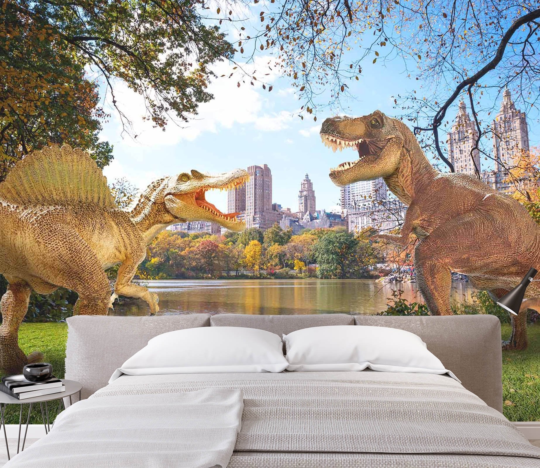 3D Dinosaur City Lake 181 Wallpaper AJ Wallpaper 