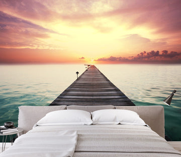 3D Sunset Wood Bridge Sea 690 Wallpaper AJ Wallpaper 