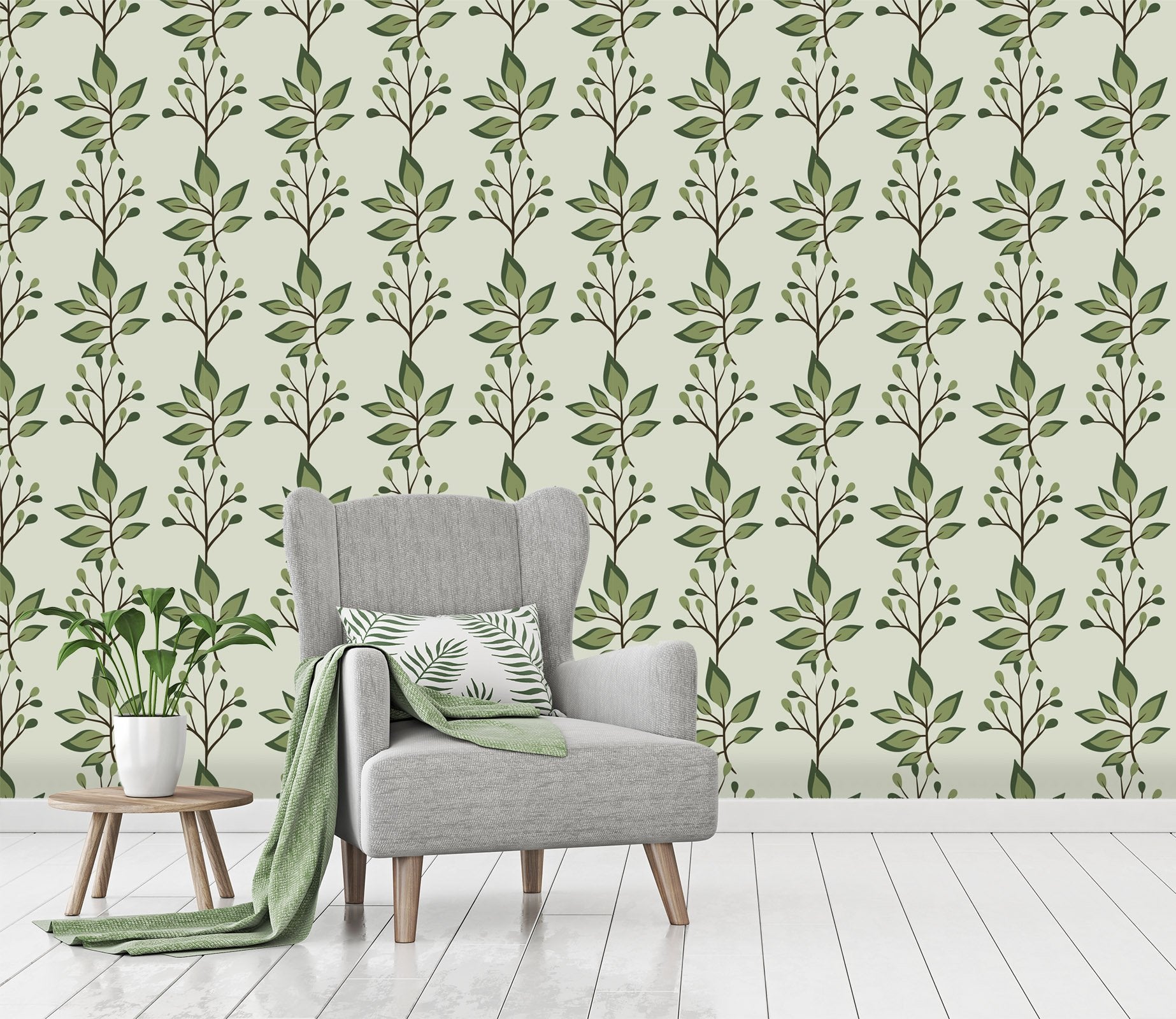 3D Green Leaf Pattern 540 Wallpaper AJ Wallpaper 