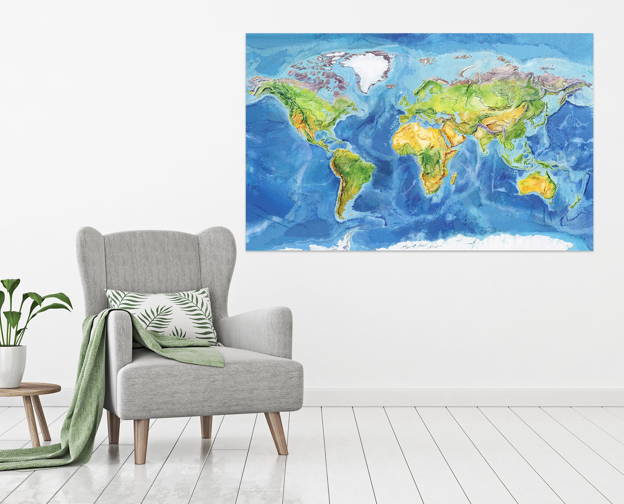3D Green Island 265 World Map Wall Sticker