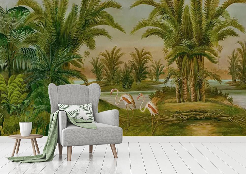 3D Forest Flamingo 021 Wallpaper AJ Wallpaper 