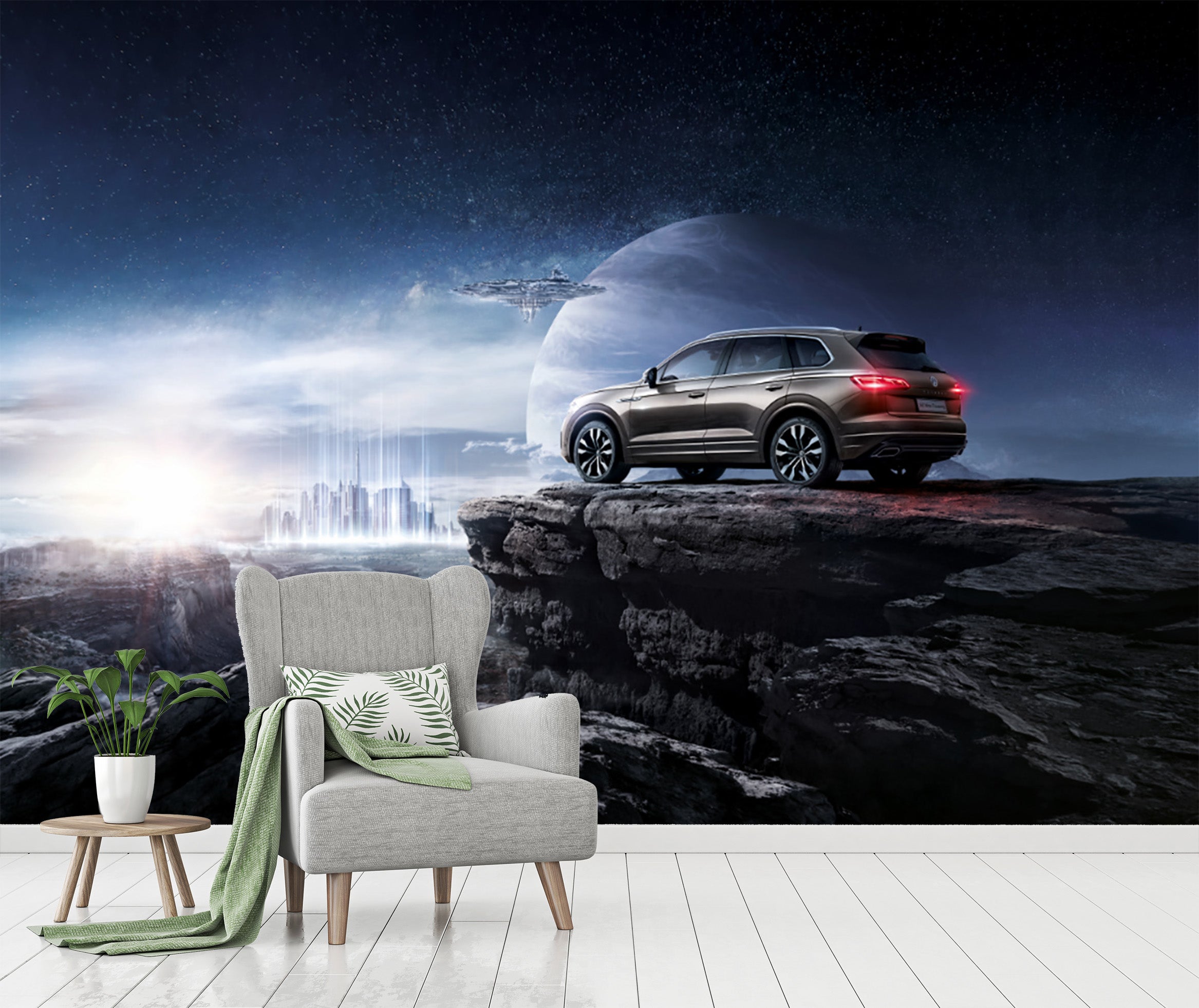 3D Spaceship Car 023 Vehicle Wall Murals