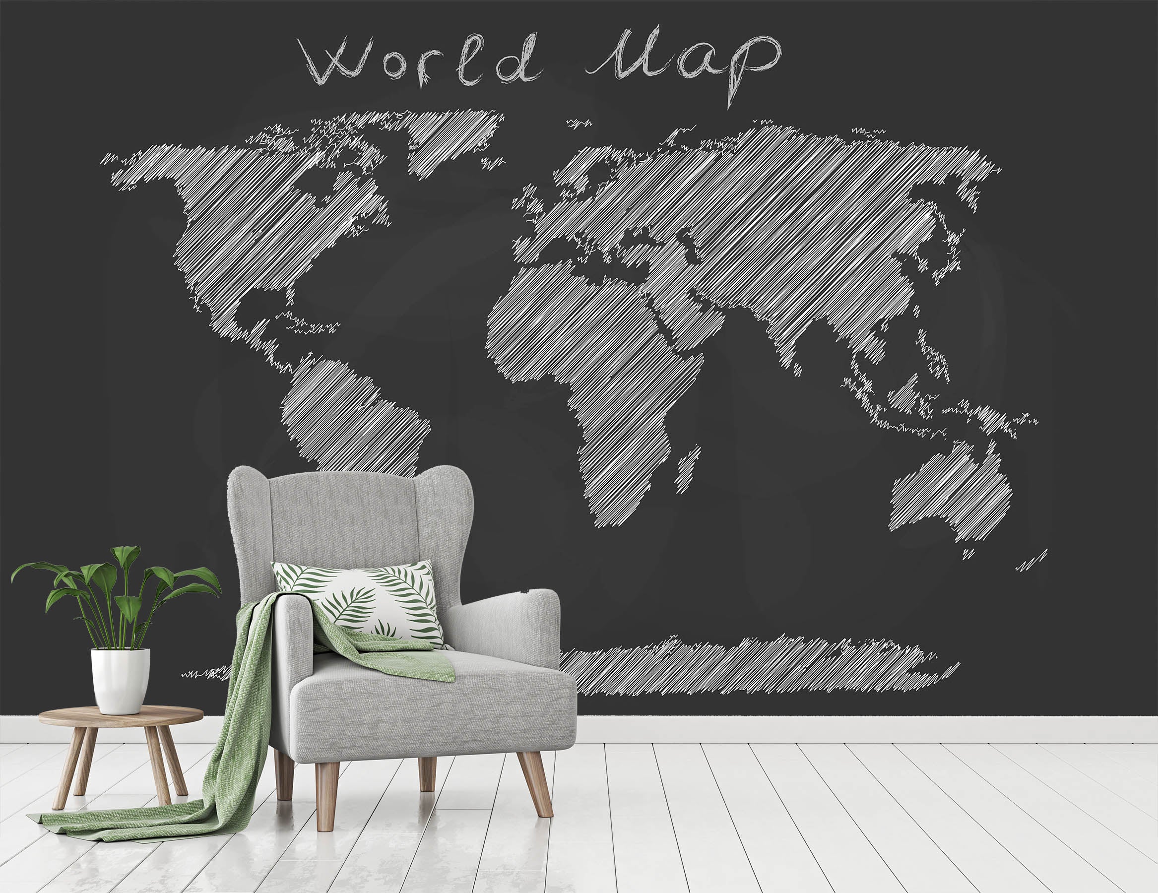3D Sketch Art 2102 World Map Wall Murals