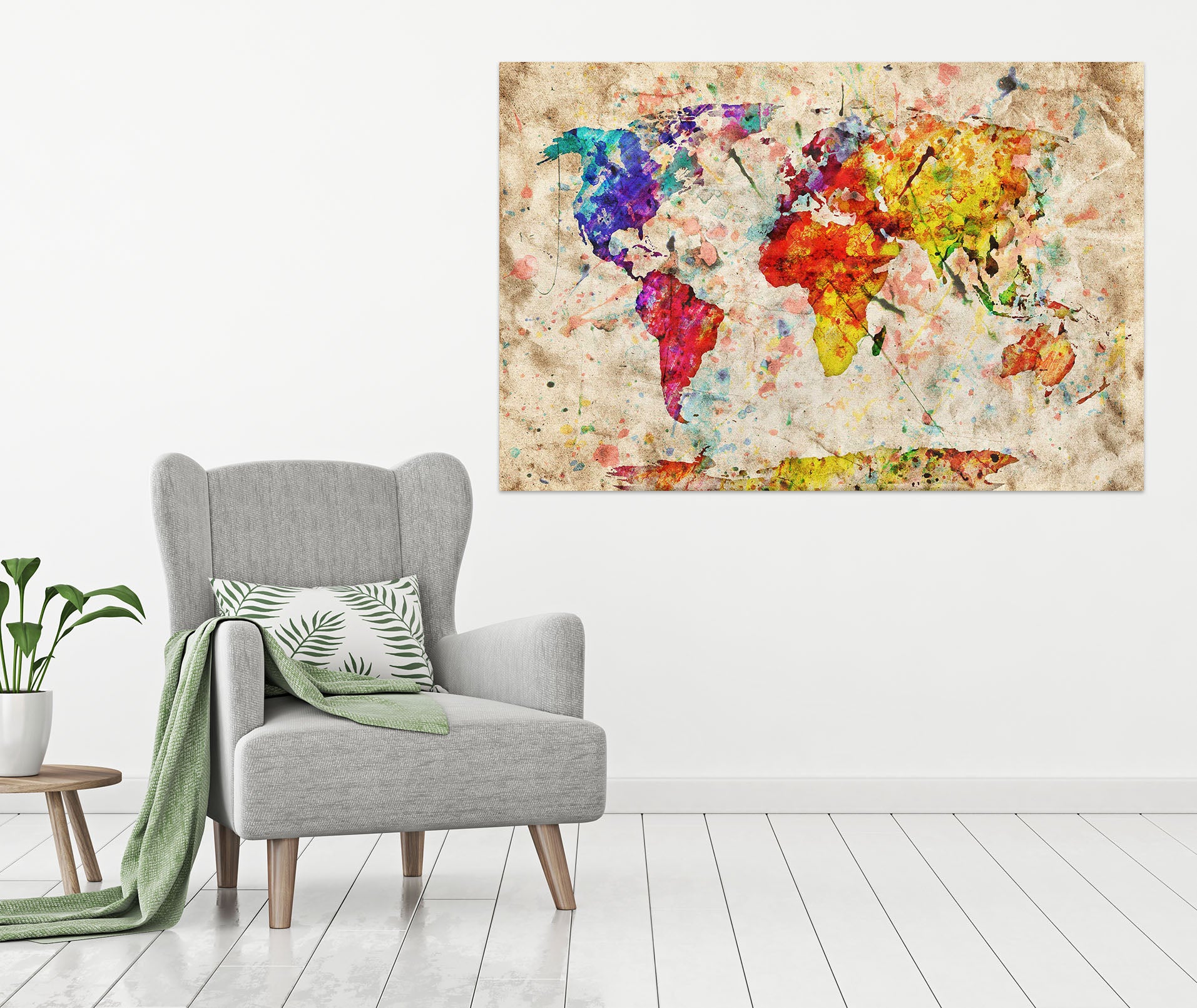 3D Color Painting 139 World Map Wall Sticker