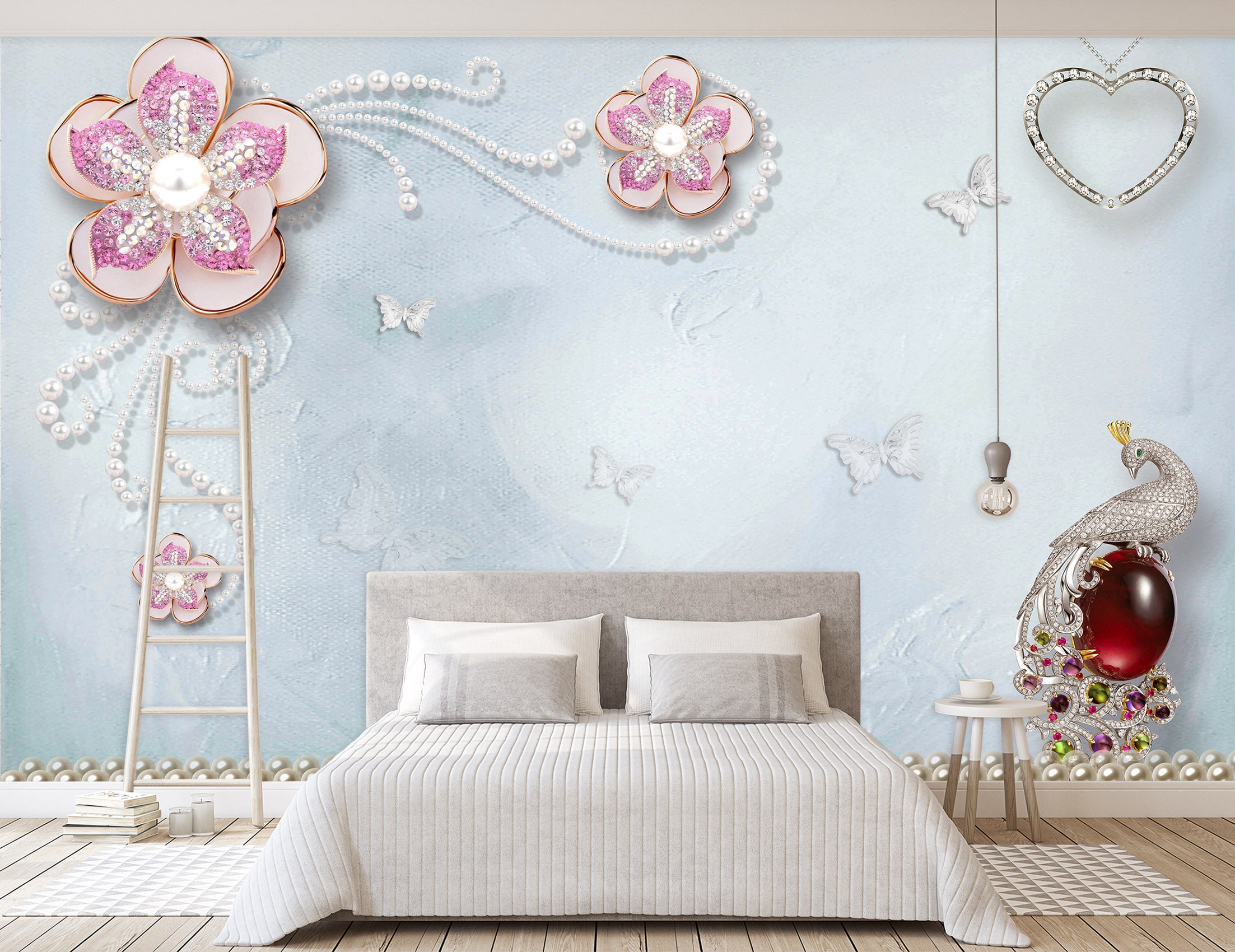 3D Pink Flowers 1450 Wall Murals