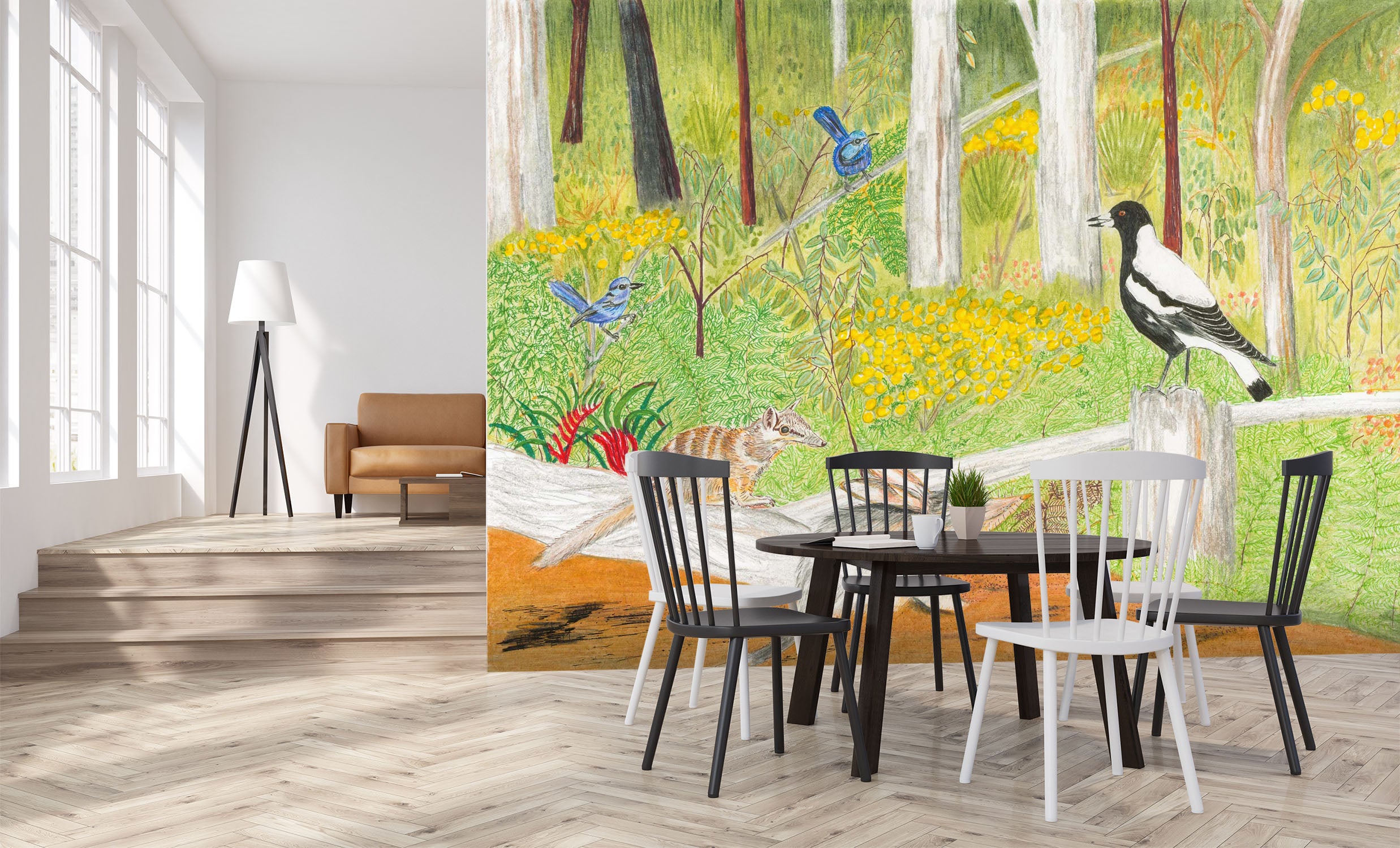 3D Forest Pigeon 1408 Michael Sewell Wall Mural Wall Murals