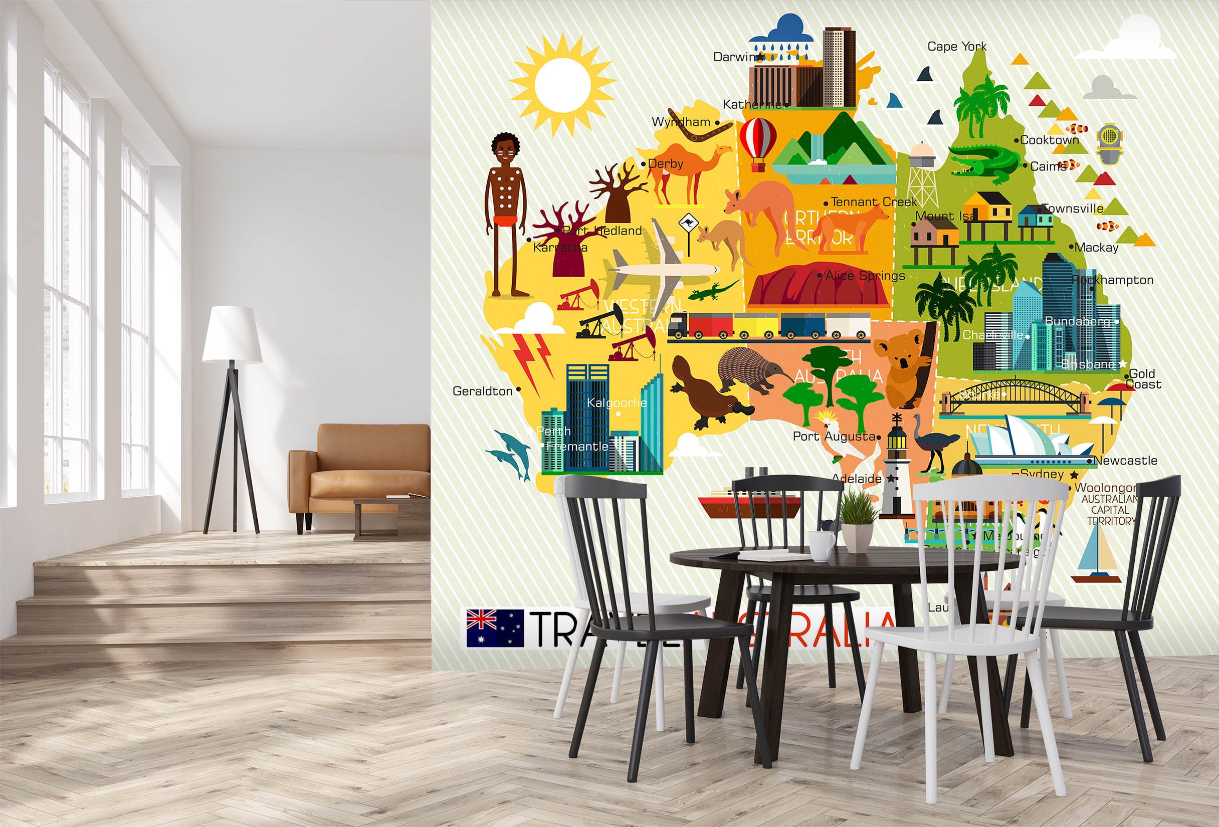 3D Color House 2103 World Map Wall Murals