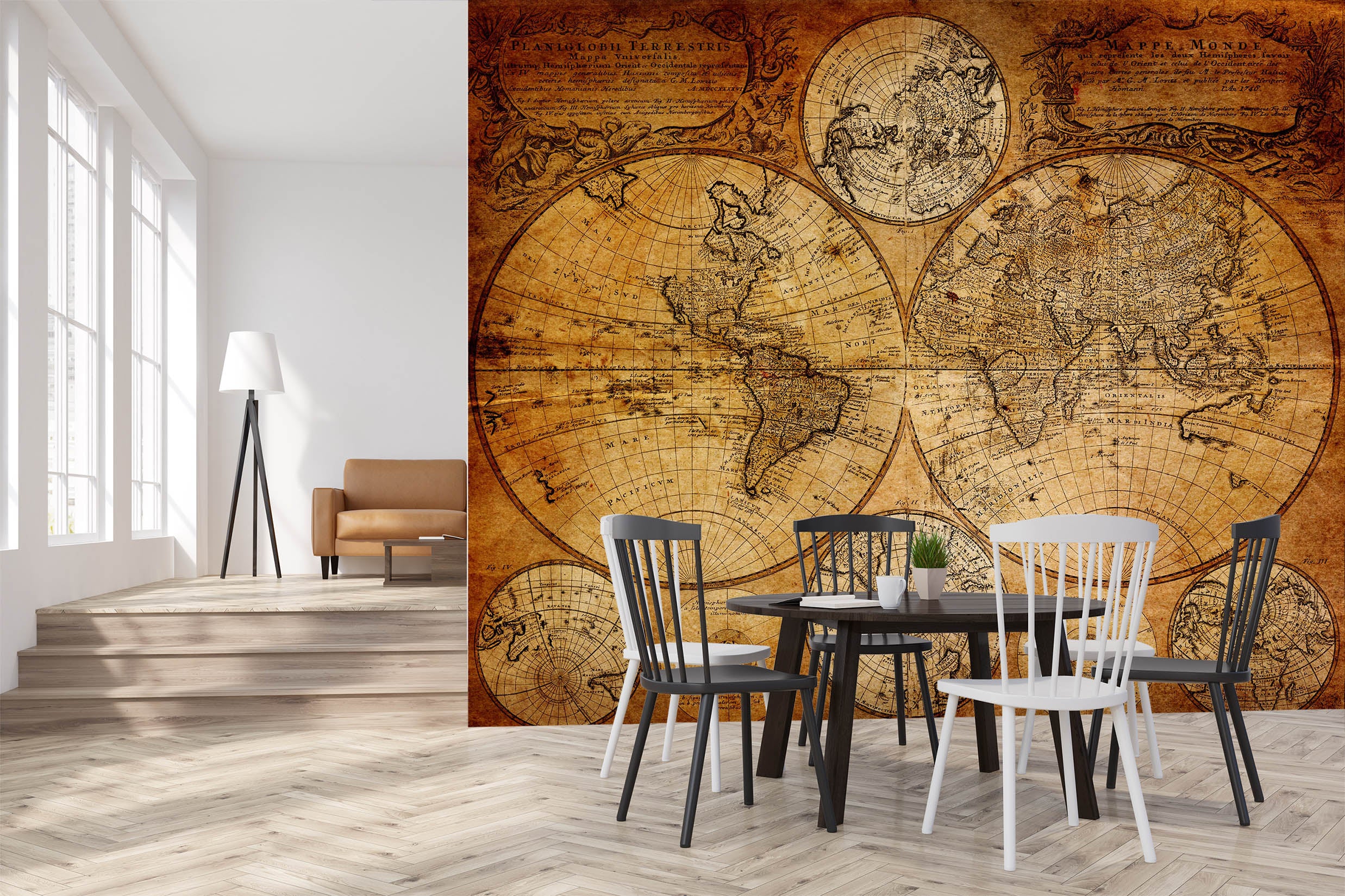 3D Circular Lines 2035 World Map Wall Murals
