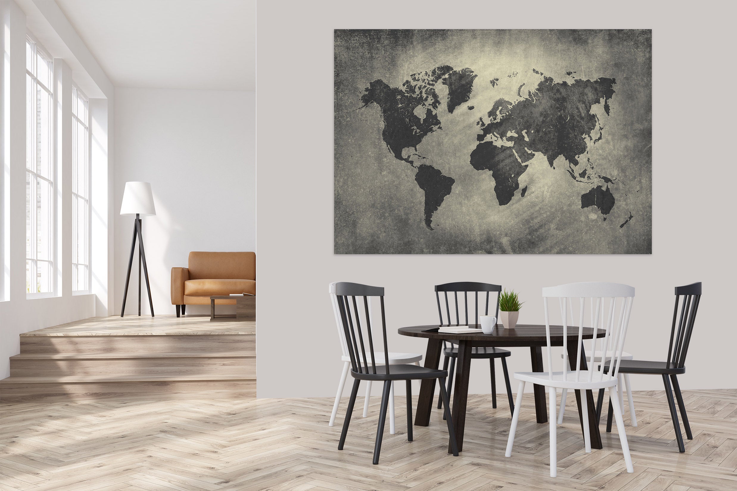 3D Black Pattern 131 World Map Wall Sticker