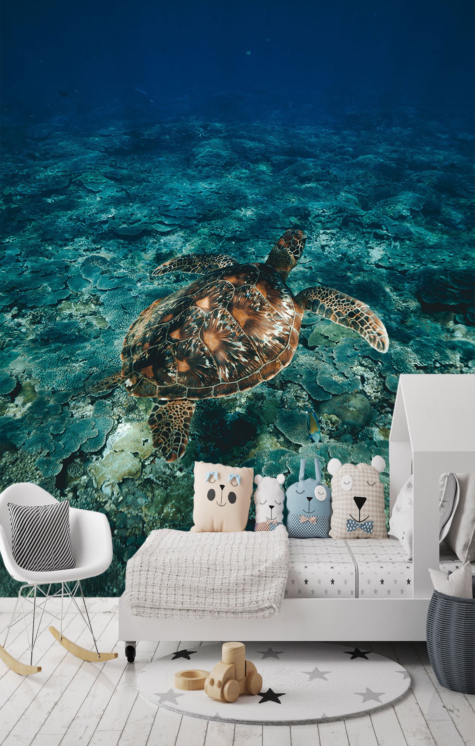 3D Turtle Swimming 121 Wall Murals