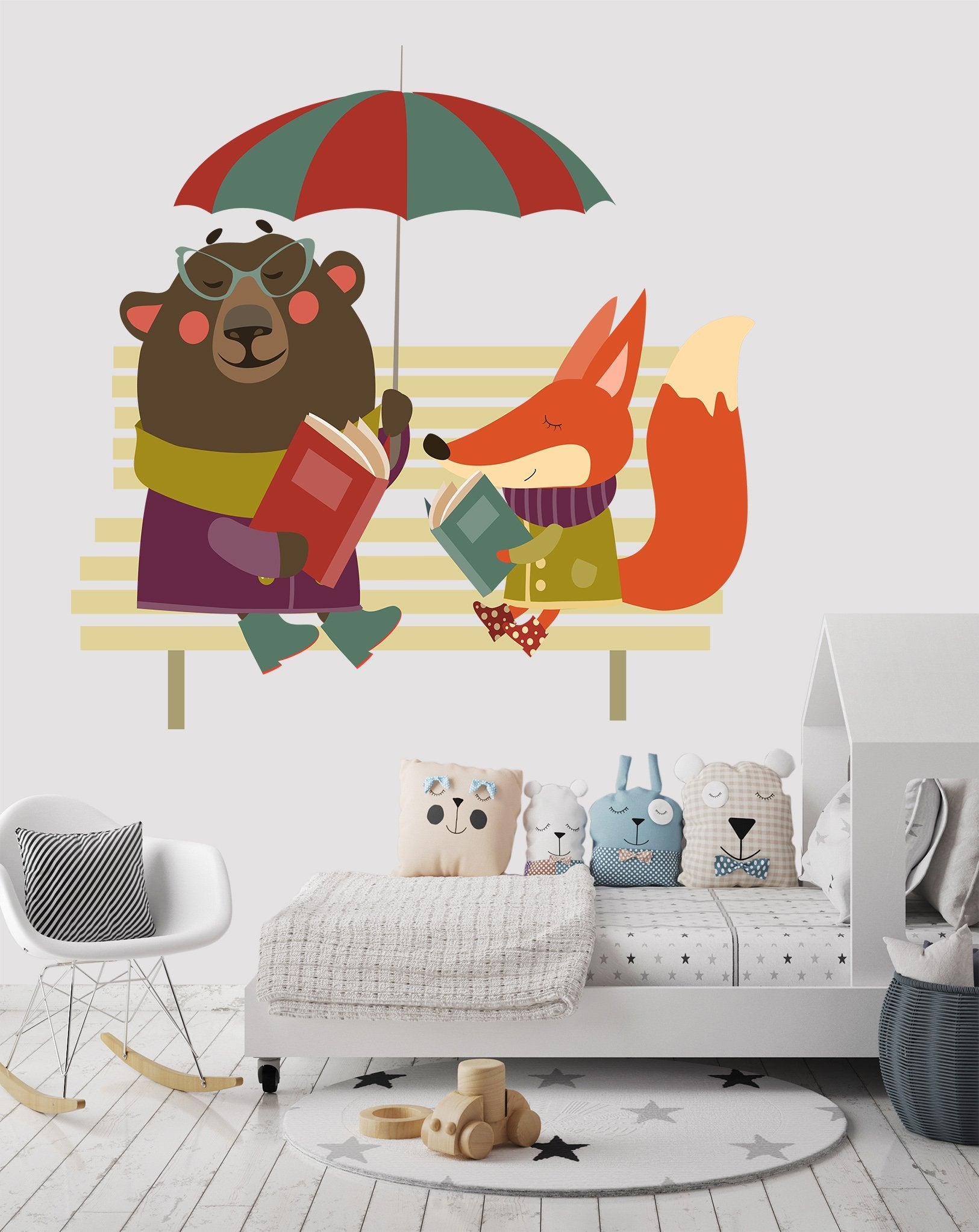 3D Umbrella Reading 018 Wall Stickers Wallpaper AJ Wallpaper 