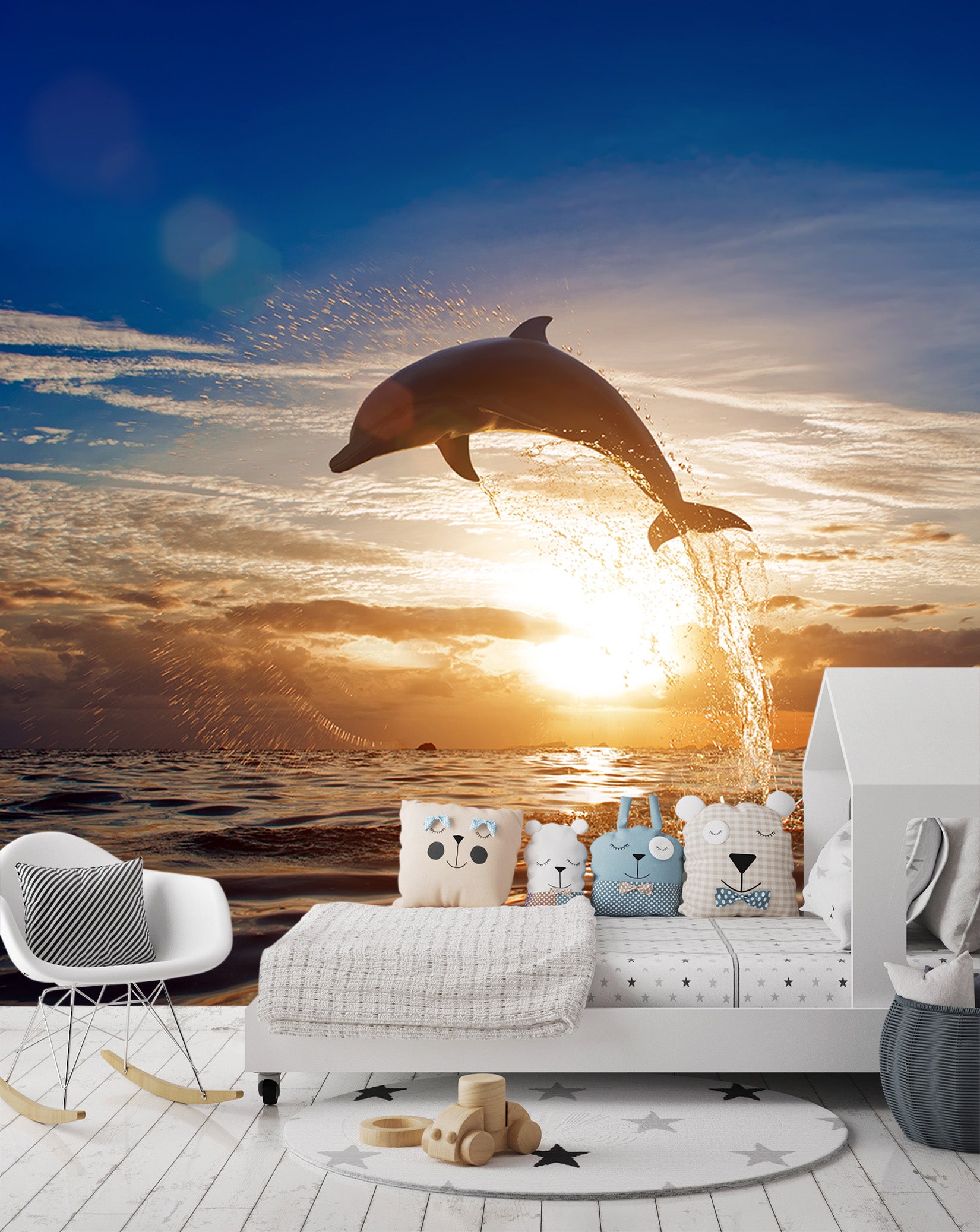 3D Dolphin Diving 107 Wall Murals