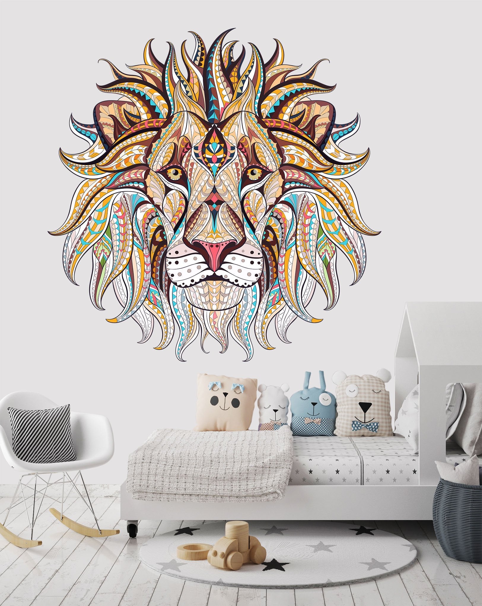3D Lion Head 052 Wall Stickers Wallpaper AJ Wallpaper 