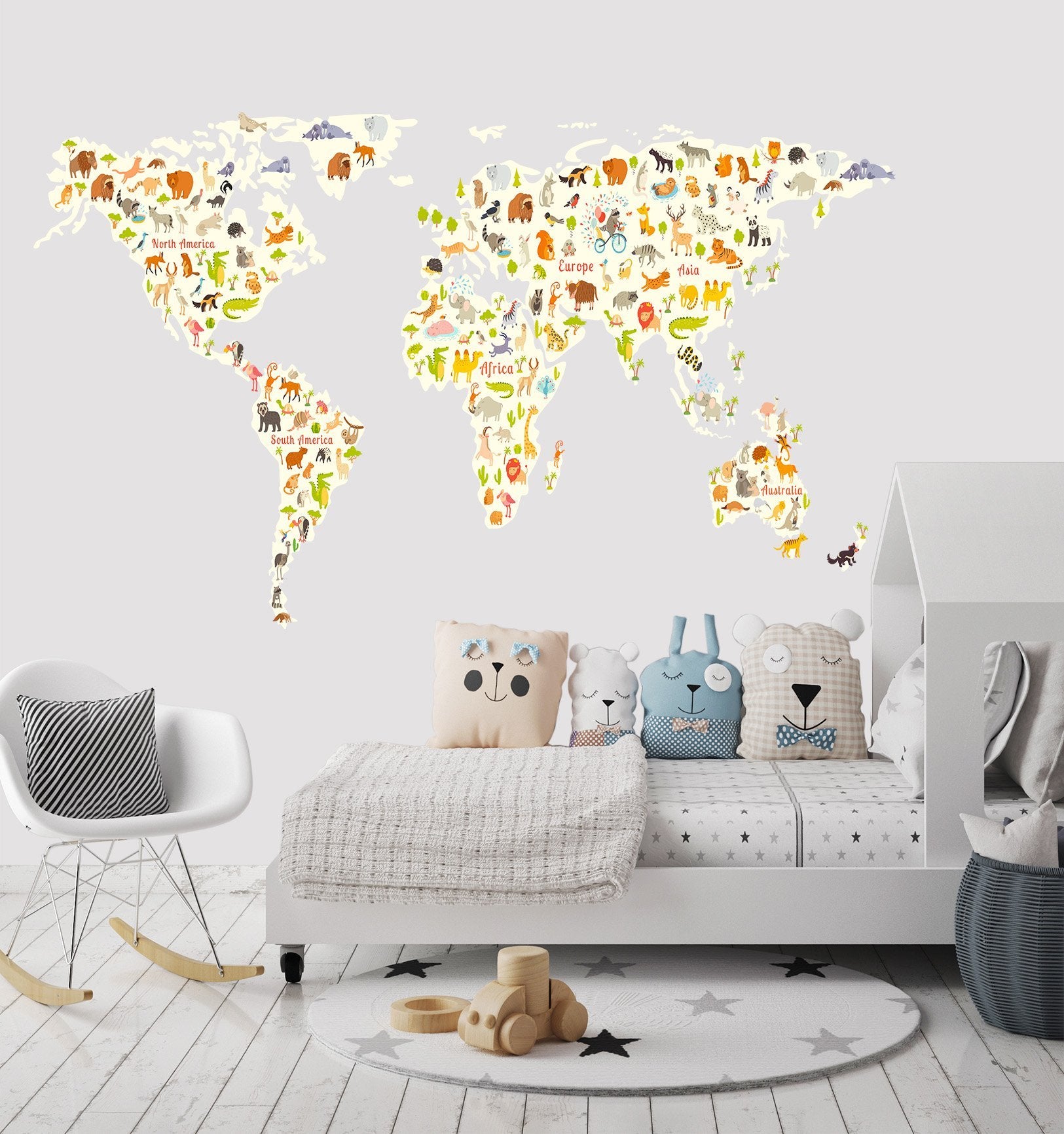 3D Animal Map 001 Wall Stickers Wallpaper AJ Wallpaper 