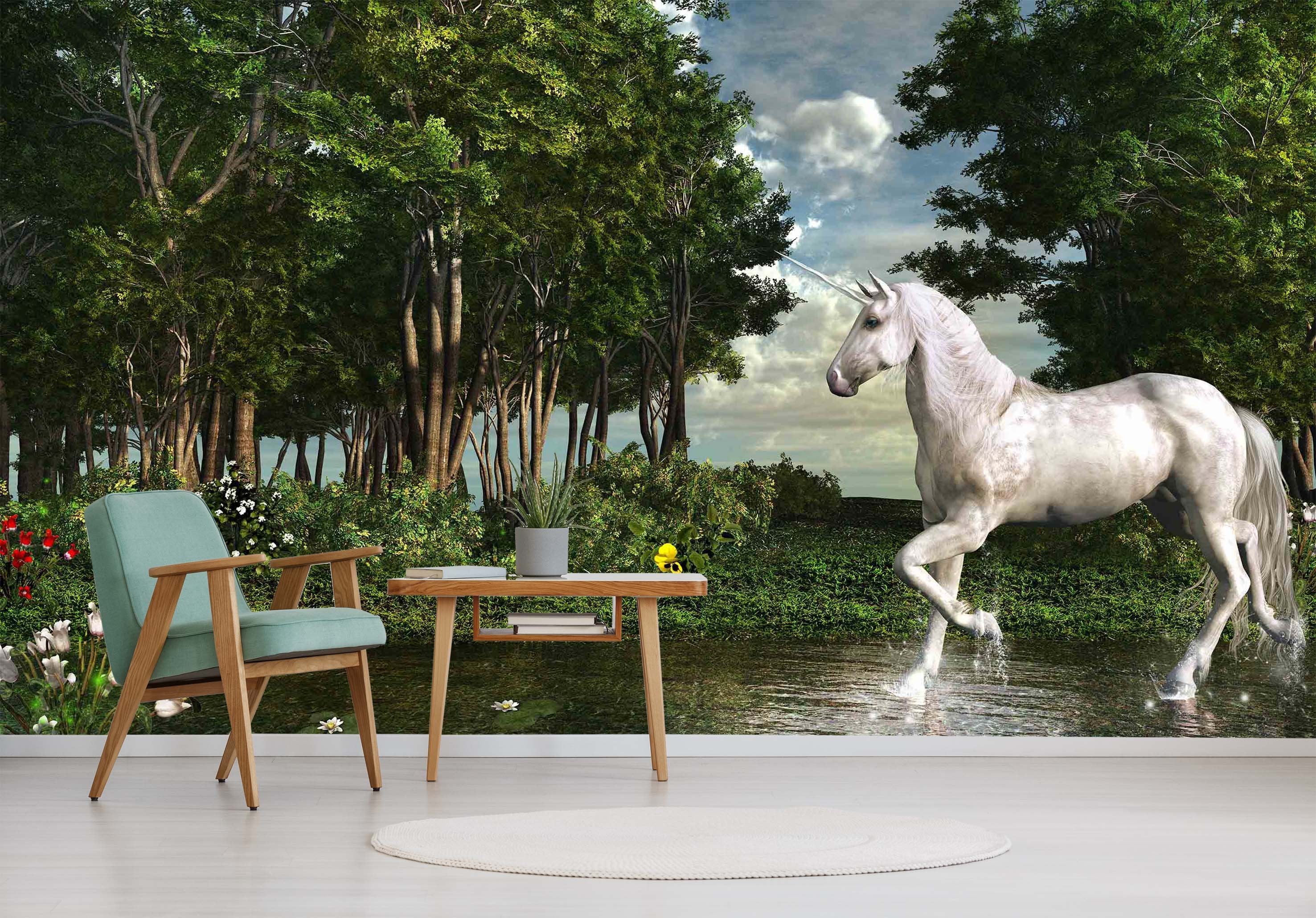 3D Watering Unicorn 217 Wallpaper AJ Wallpaper 