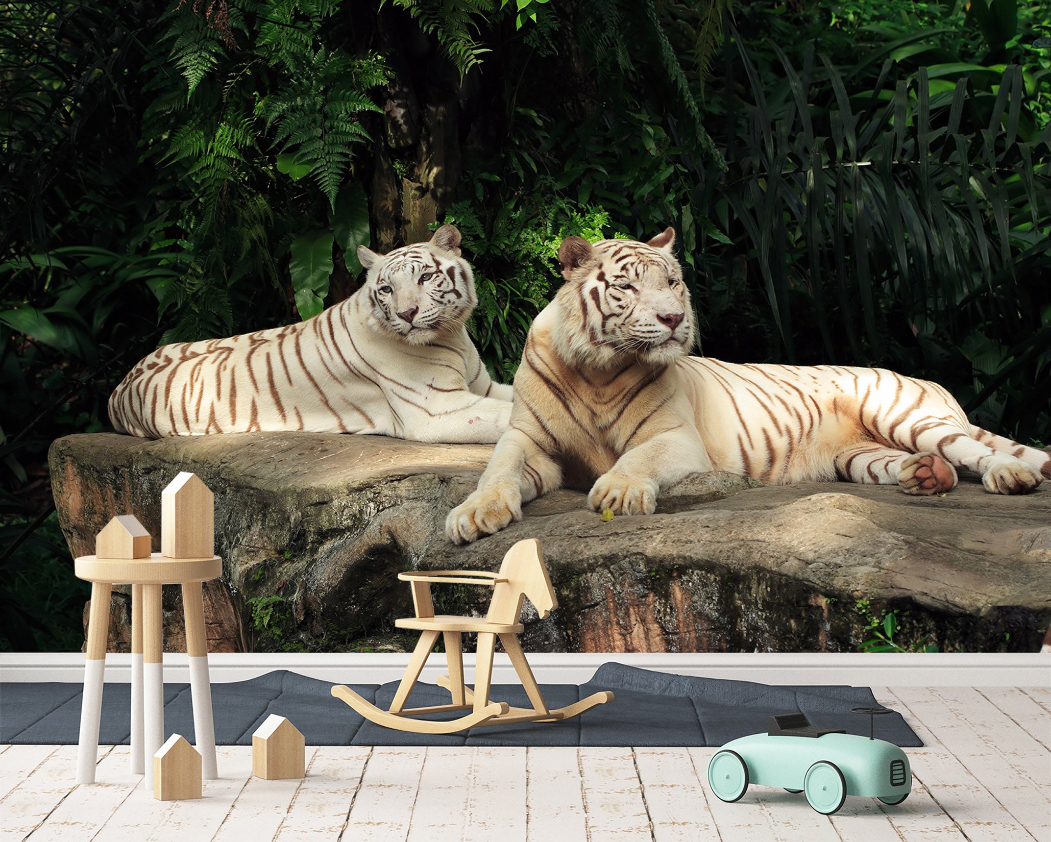 3D Two Tigers 123 Wall Murals