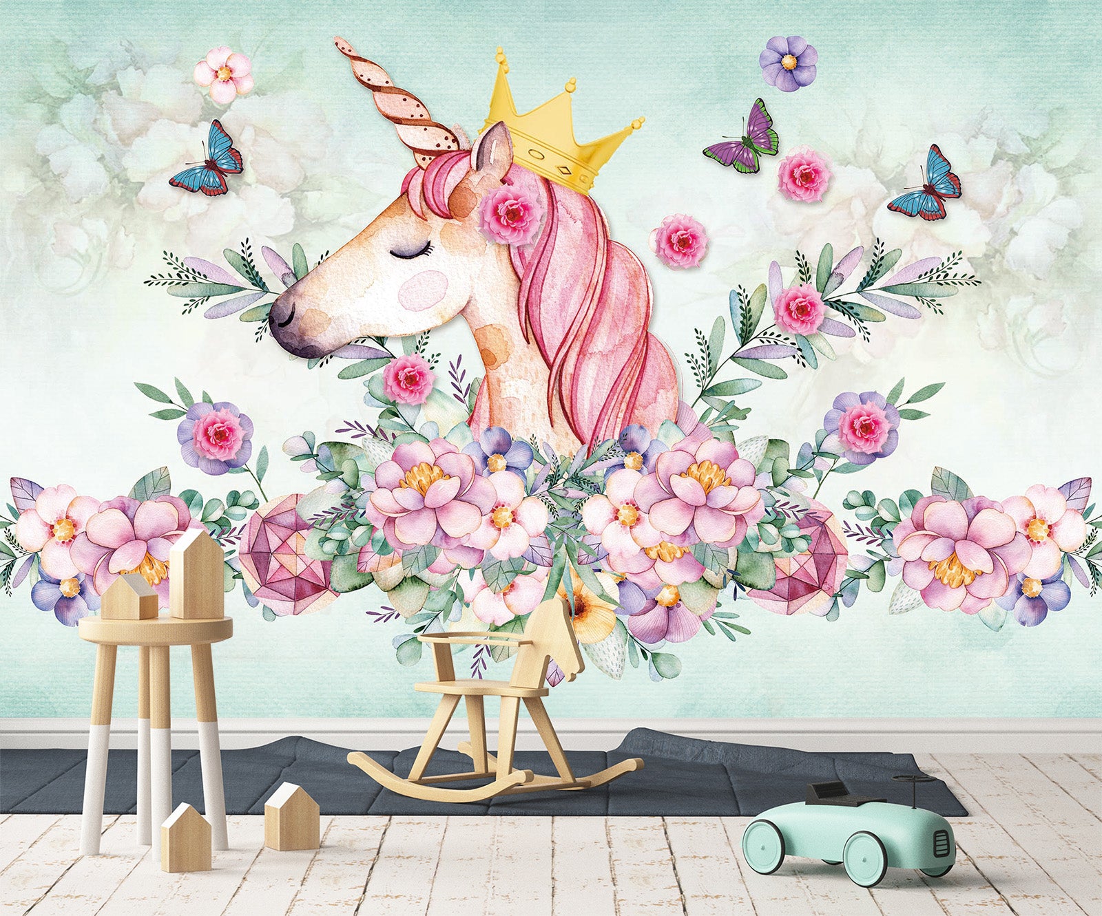 3D Pink Unicorn 1440 Wall Murals