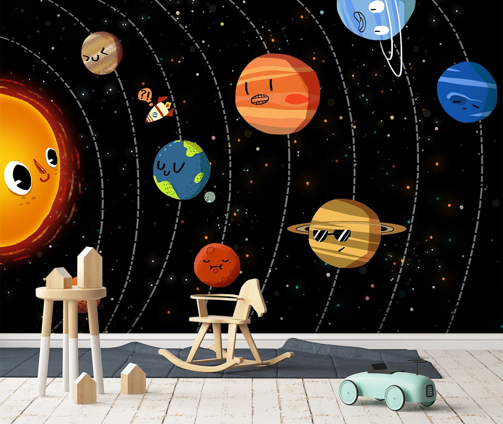 3D Cartoon Cosmic Planet 033 Wall Murals Wallpaper AJ Wallpaper 2 