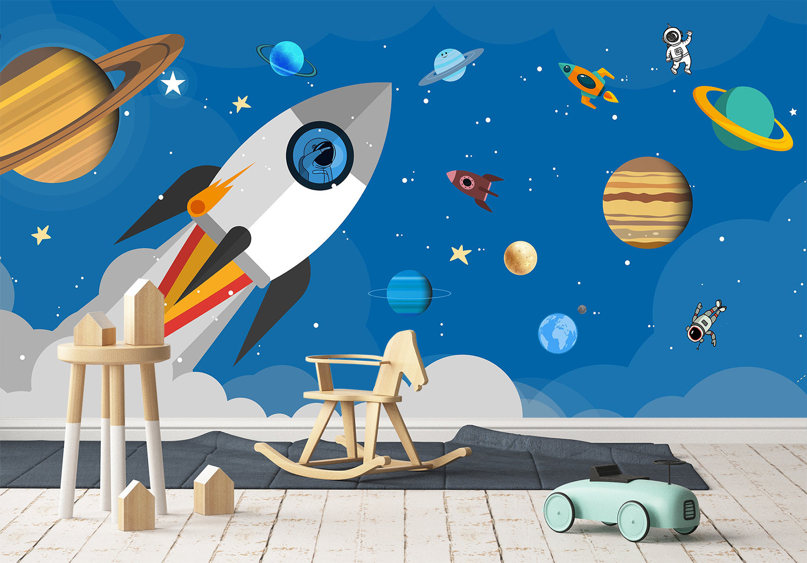 3D Rocket Planet 1432 Wall Murals