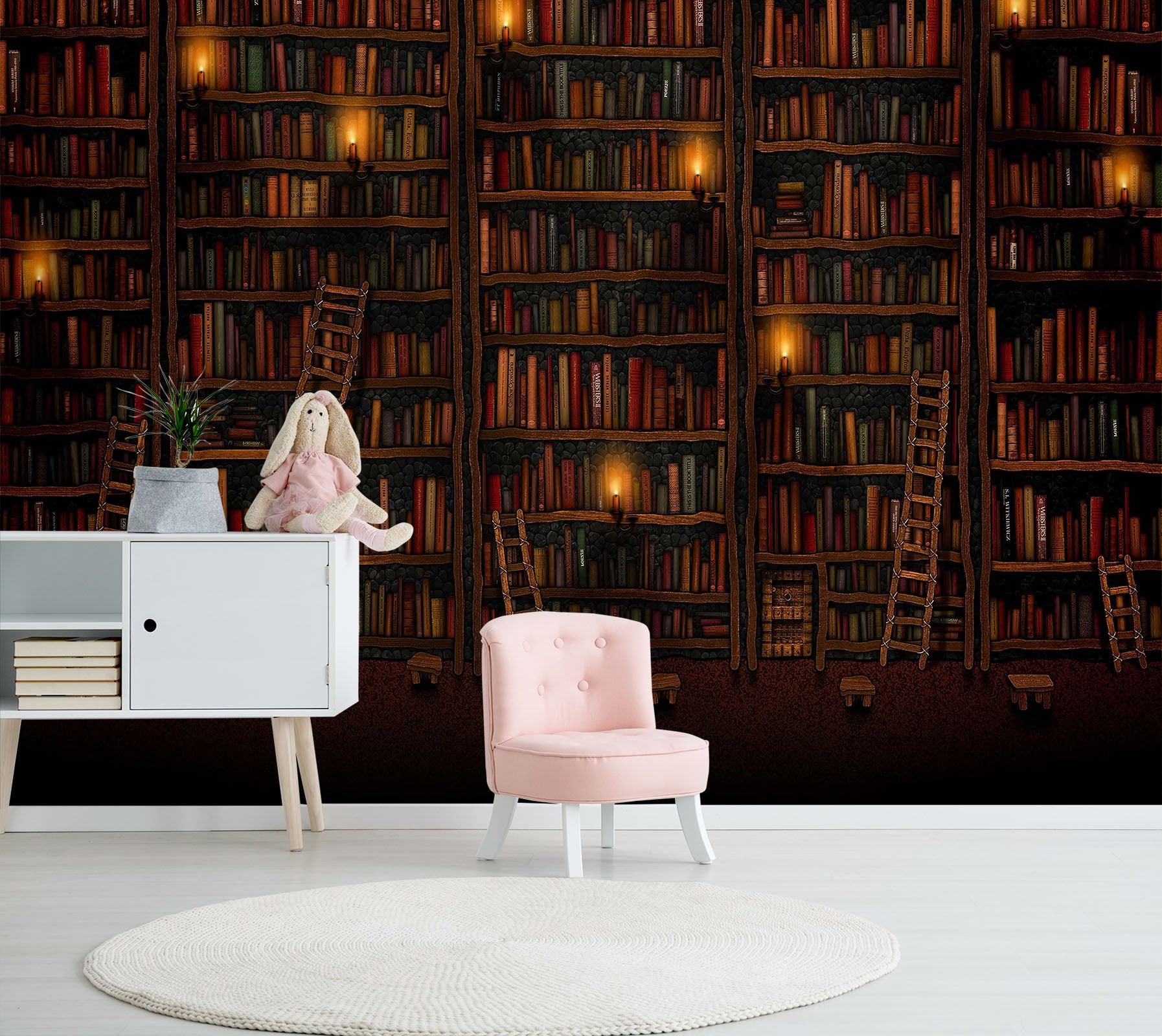 3D Hand Painted Bookshelf 015 Wall Murals