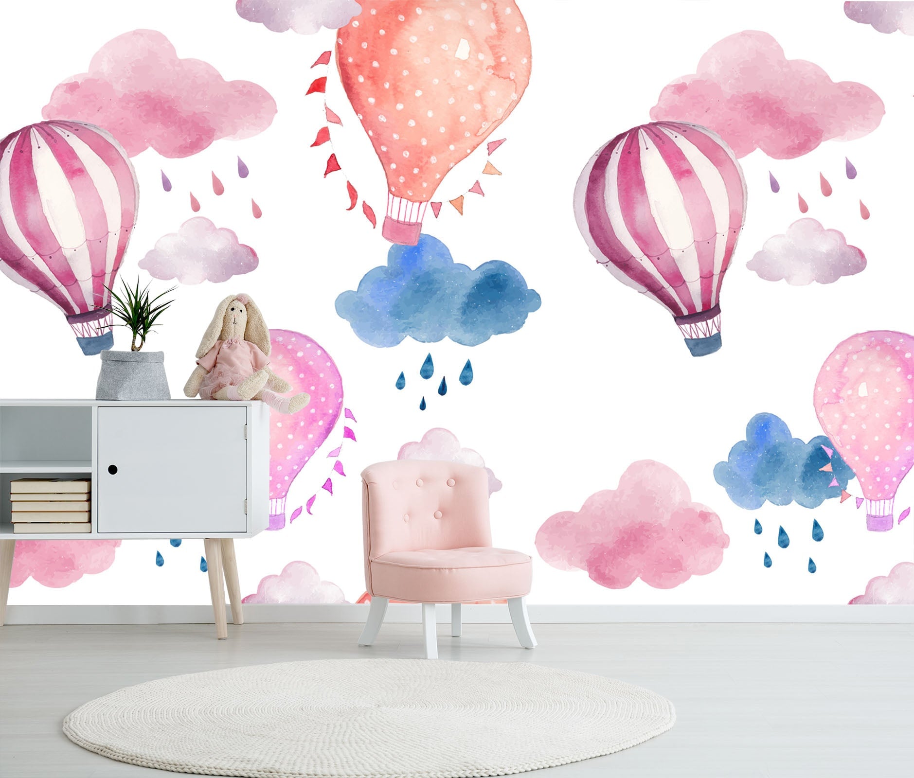 3D Pink Hot Air Balloon 031 Wall Murals Wallpaper AJ Wallpaper 2 