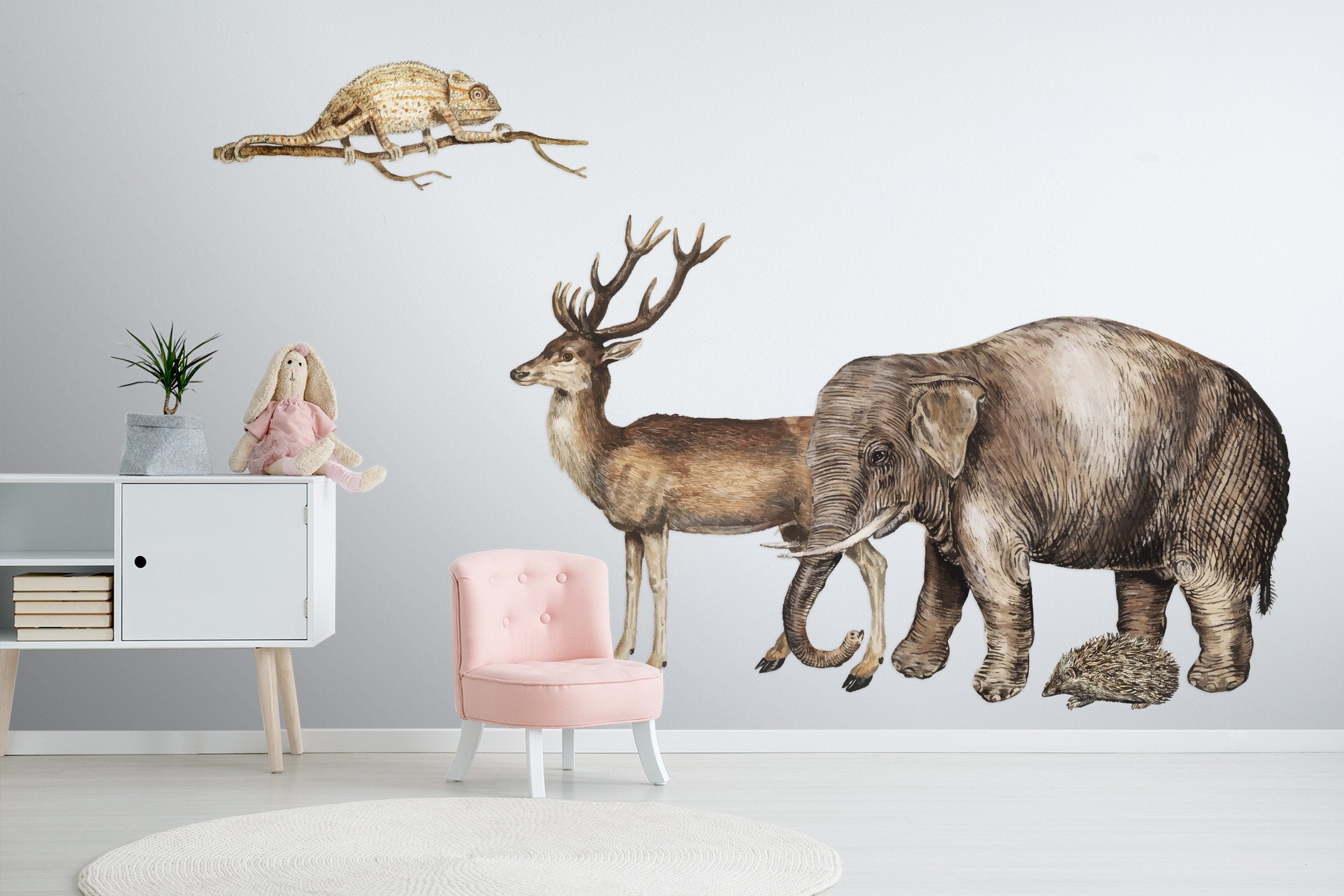 3D Antelope And Elephant 016 Animals Wall Stickers Wallpaper AJ Wallpaper 