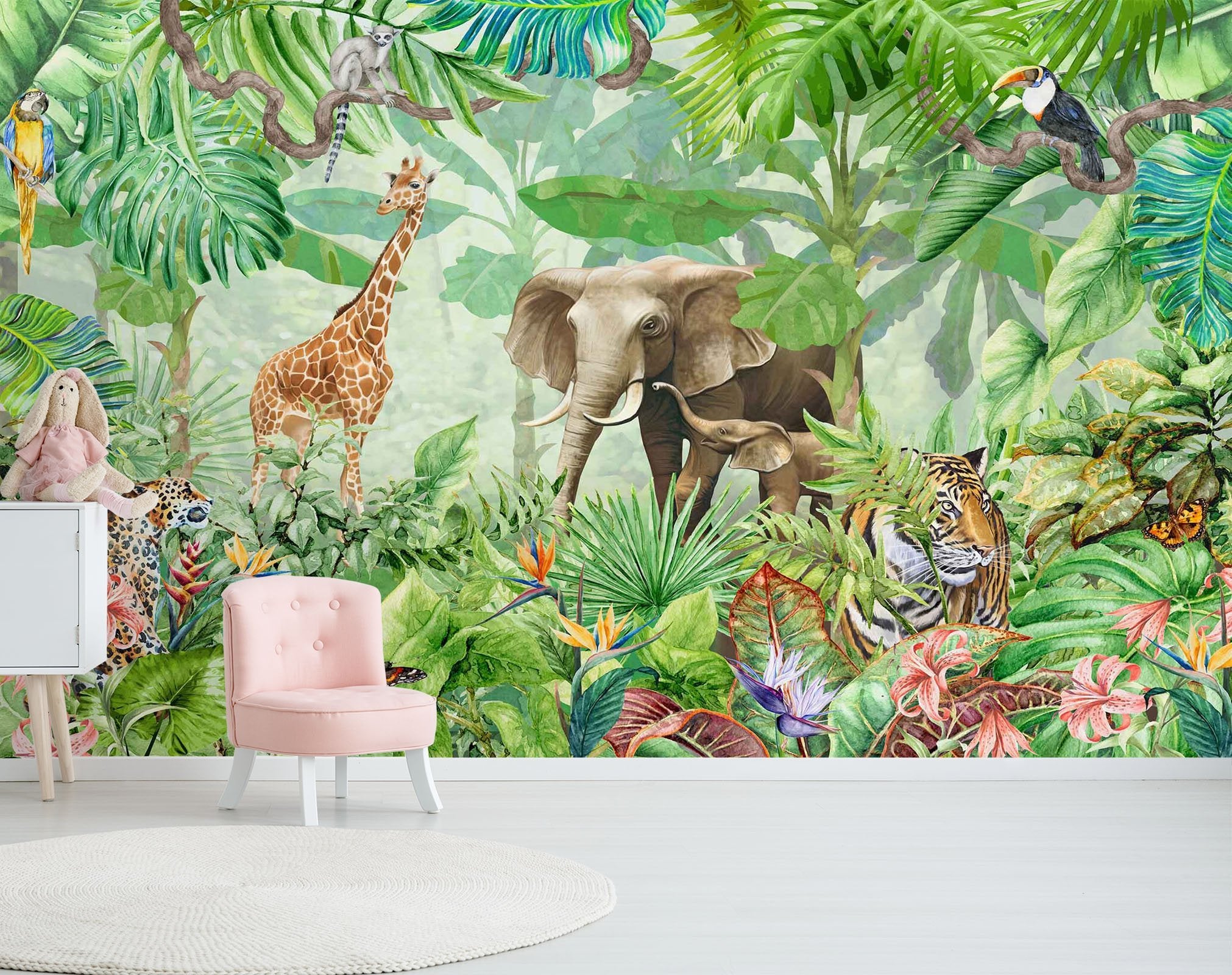 3D Tropical Rainforest Wild Animals 0652 Wallpaper AJ Wallpaper 