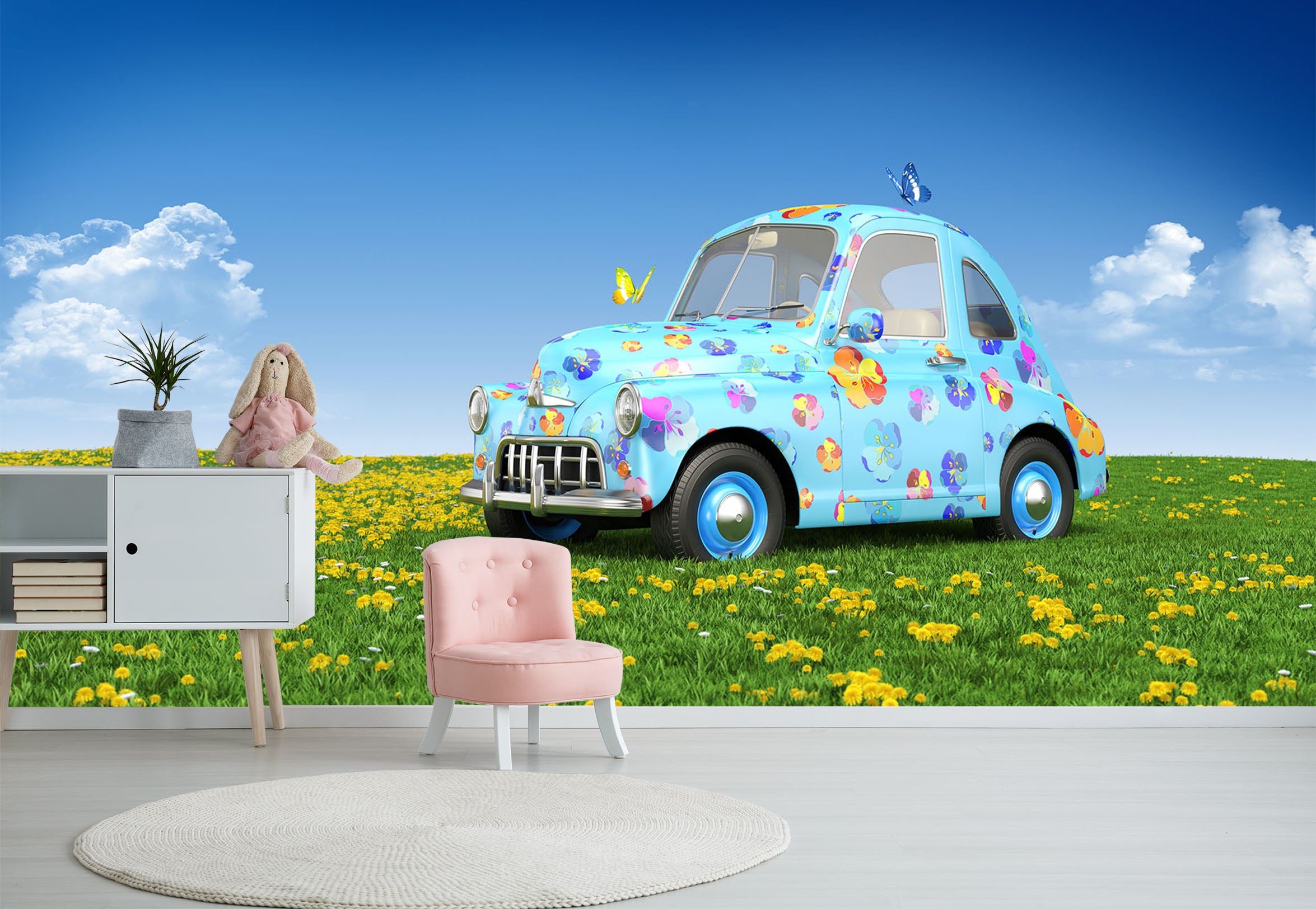 3D Cute Butterfly Car 379 Vehicle Wall Murals