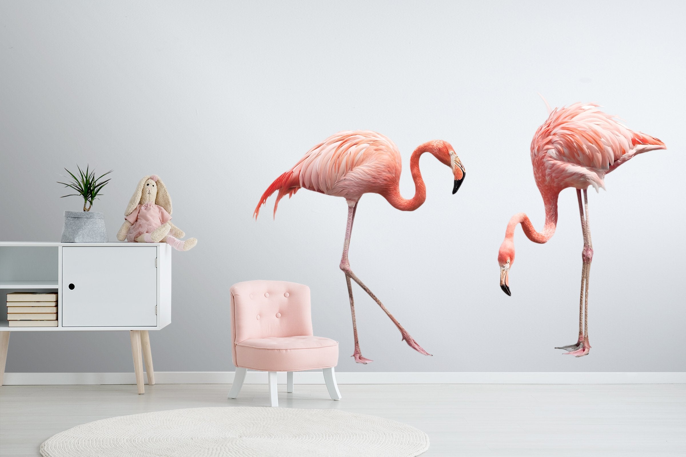 3D Walking Flamingo 096 Animals Wall Stickers Wallpaper AJ Wallpaper 