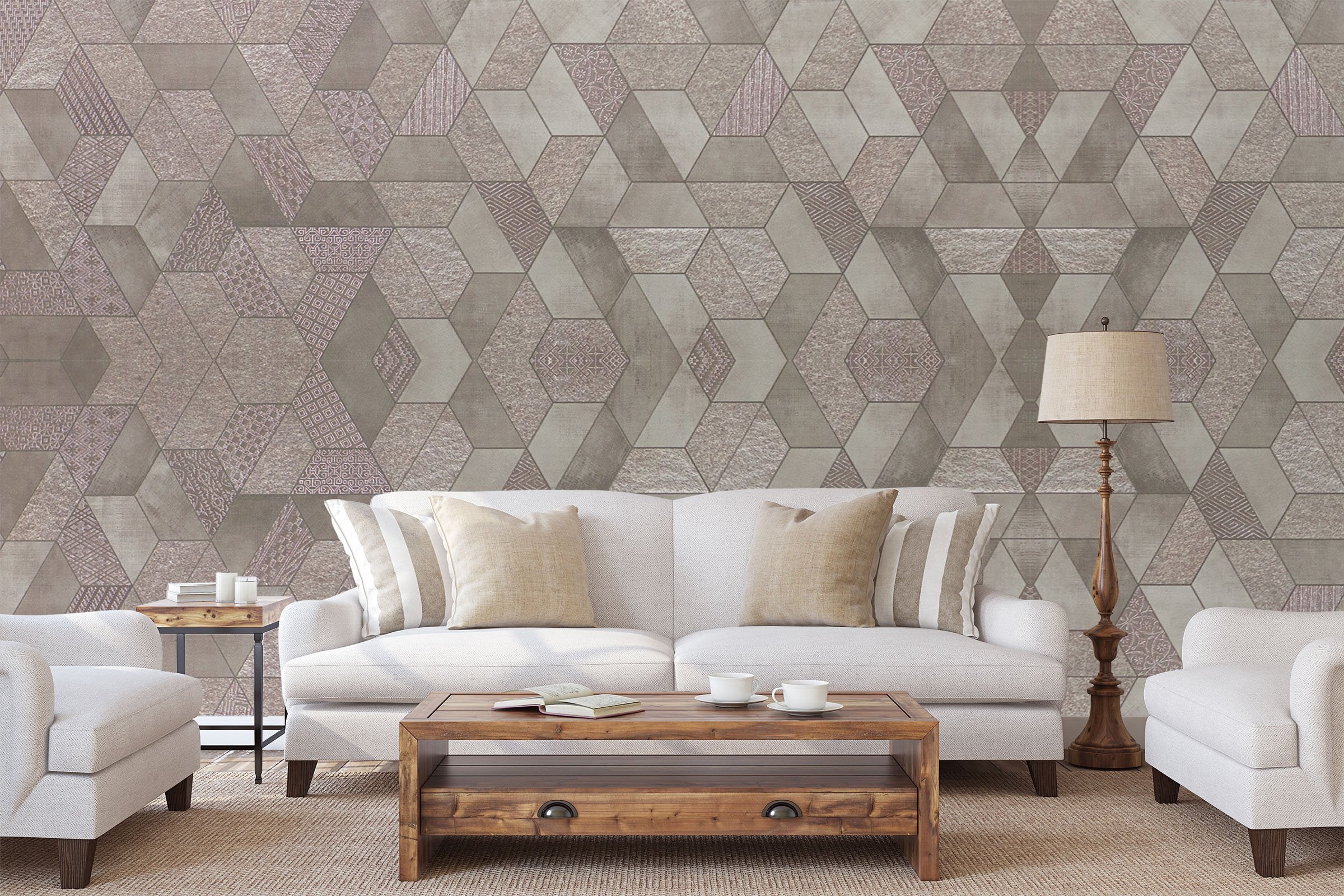 3D Fashion Polygon 0107 Marble Tile Texture Wallpaper AJ Wallpaper 2 